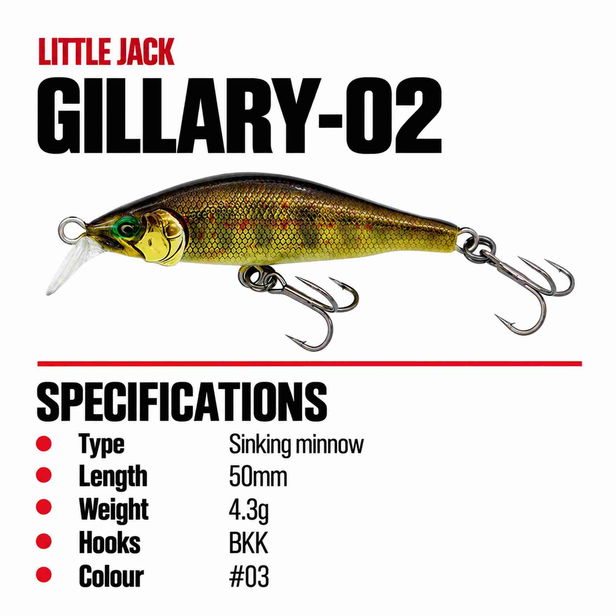 Little Jack Gillary 02 50mm 4.3 grams Sinking Lure 03 (9437)