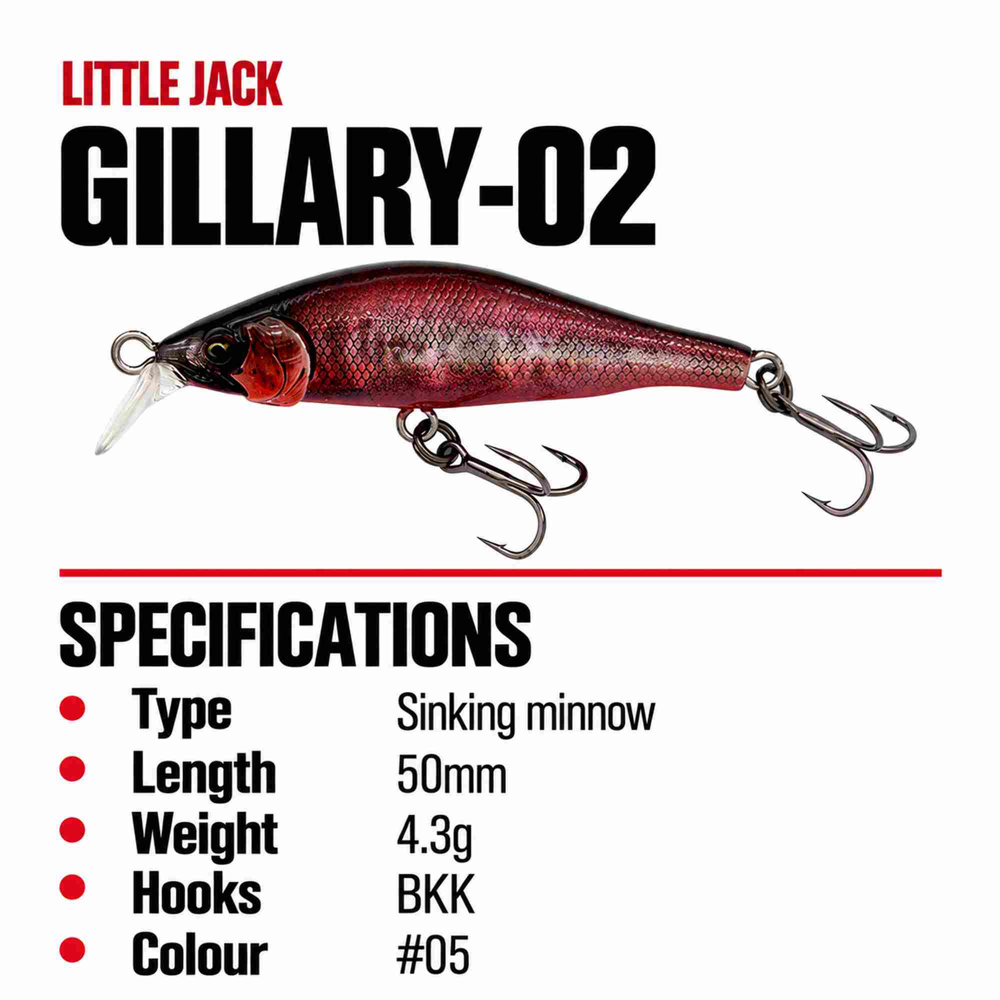 Little Jack Gillary 02 50mm 4.3 grams Sinking Lure 05 (9451)