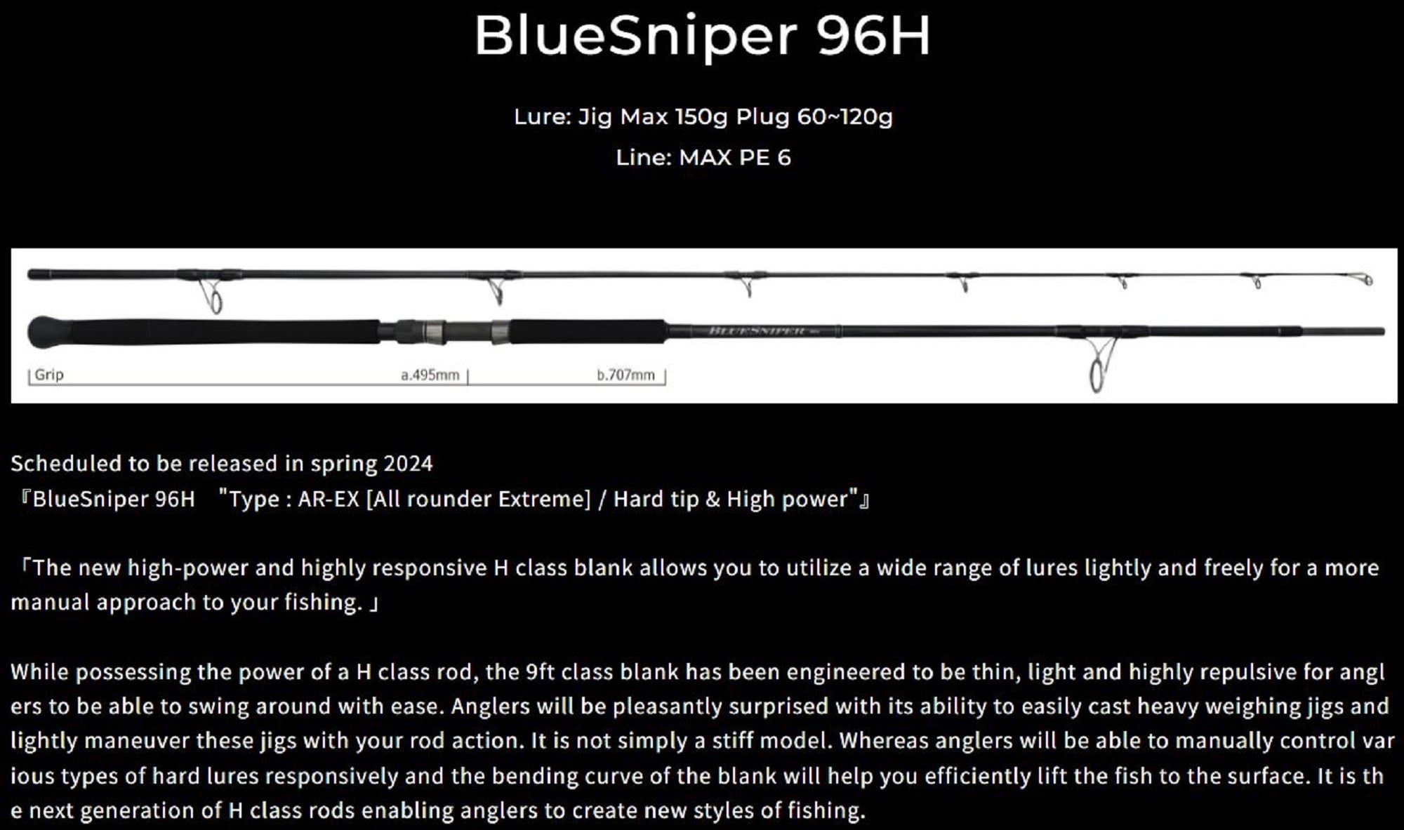 Yamaga Rod Spinning Shore Casting Model Blue Sniper BS 96H (1644)
