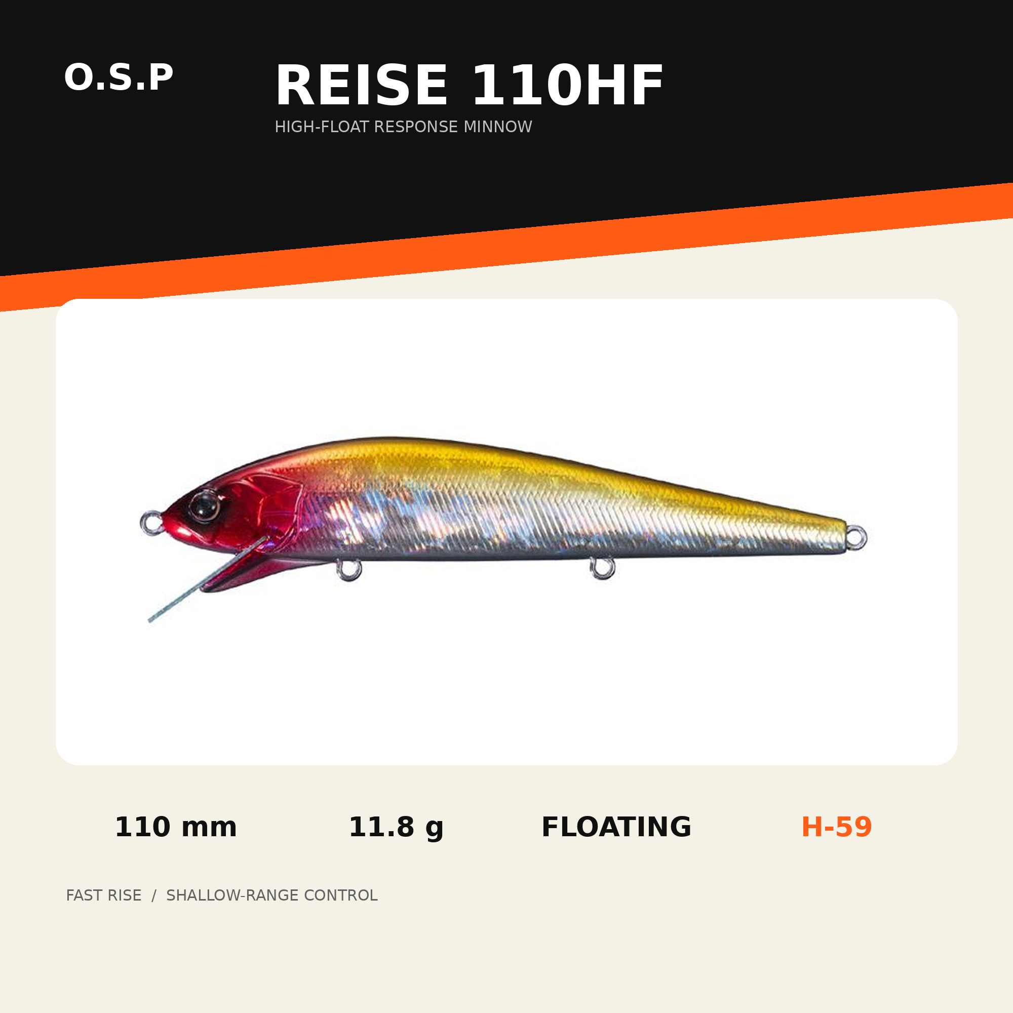 OSP Reise 110HF 110mm 11.8 grams Floating Lure H-59 (3573)