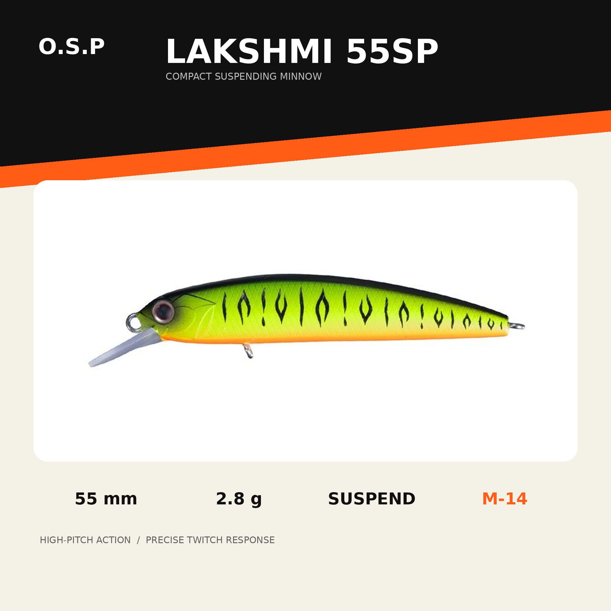 OSP Lakshmi 55SP 55mm 2.8 grams Suspend Lure M-14 (4143)