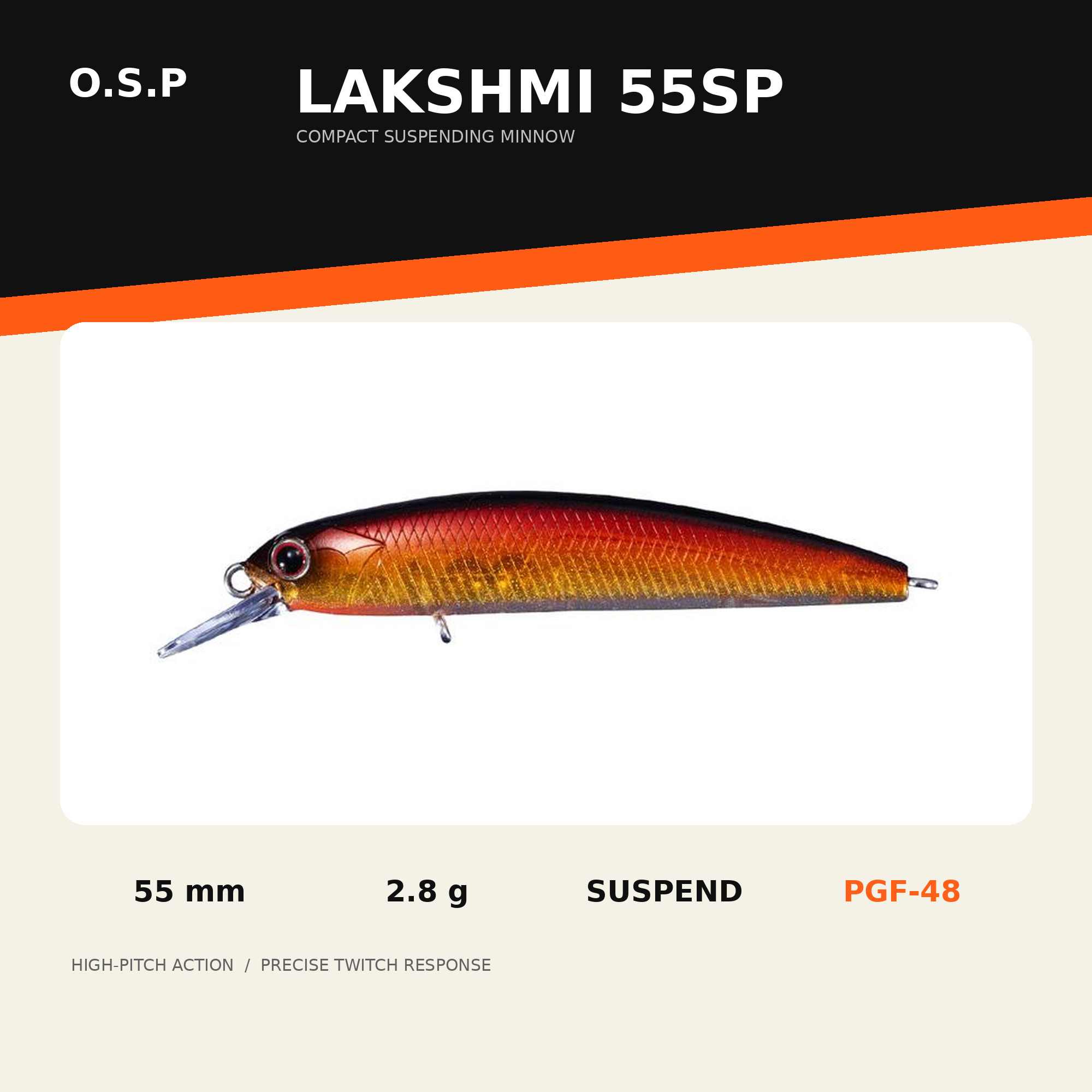 OSP Lakshmi 55SP 55mm 2.8 grams Suspend Lure PGF-48 (4174)