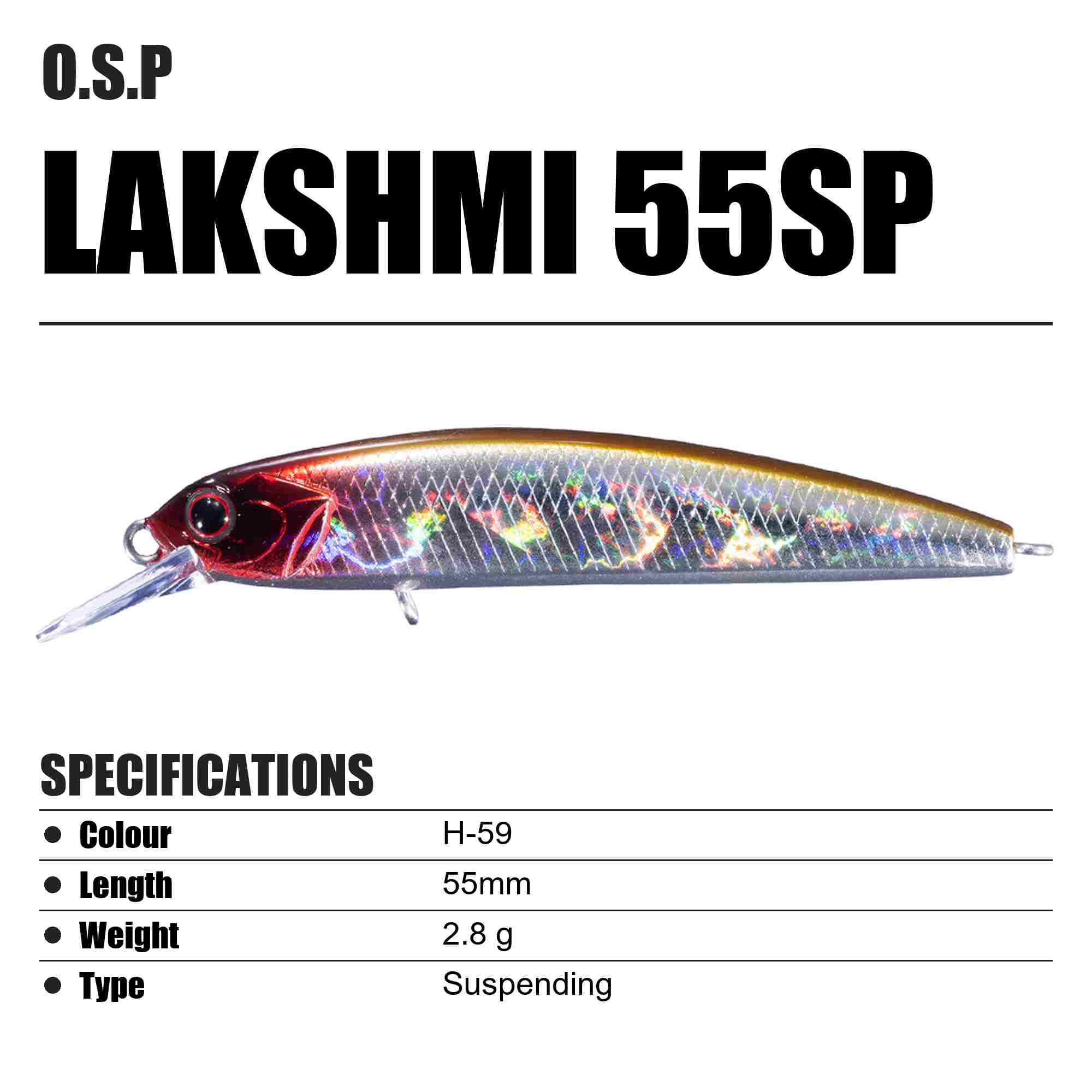OSP Lakshmi 55SP 55mm 2.8 grams Suspend Lure H-59 (4181)