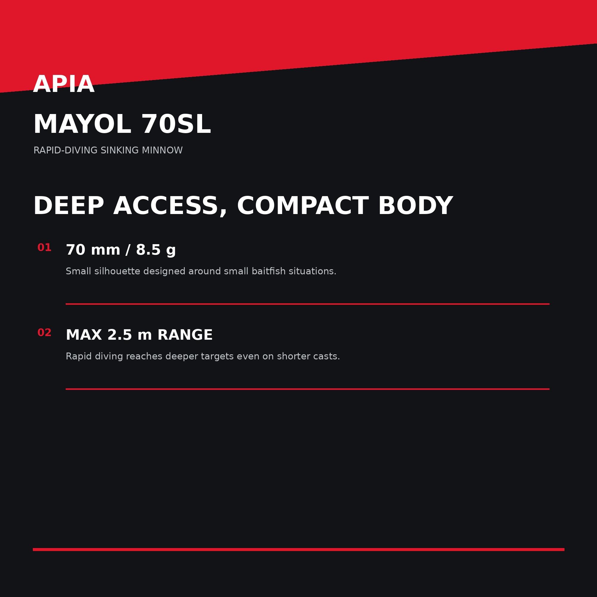 Apia Mayol 70SL 70mm 8.5 grams Sinking Lure 10 (3307)