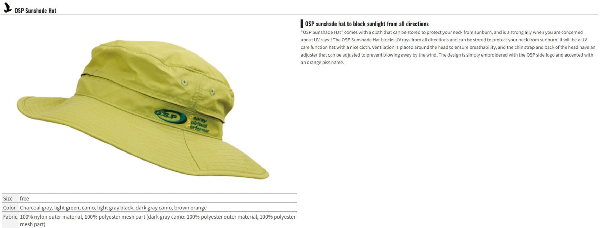 OSP Sun Hat Model 2 Gray (0530)