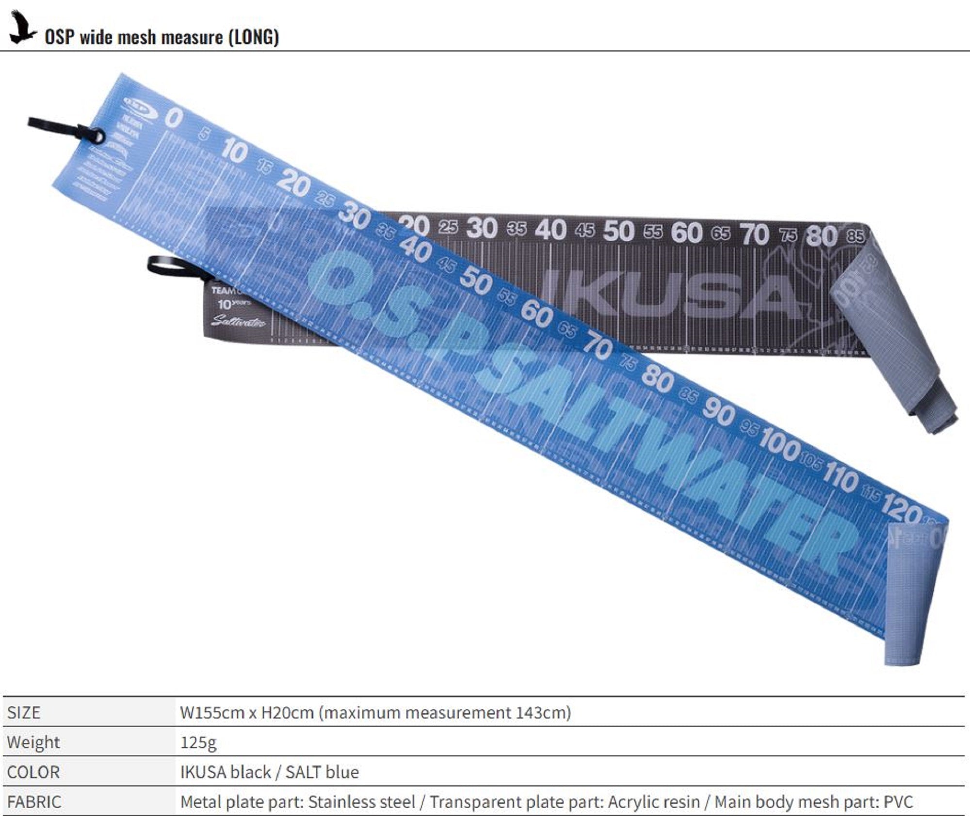 OSP Measure 140 cm Salt Model 155 x 20 cm Black (7743)