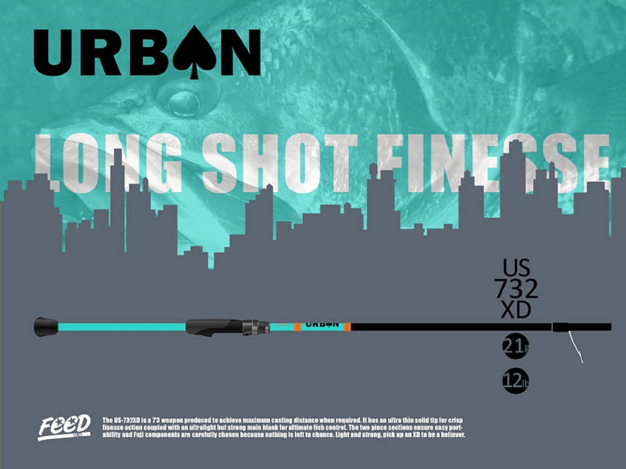 Feed Rod Spinning Urban US-732XD 12 lb 21 grams (2803)