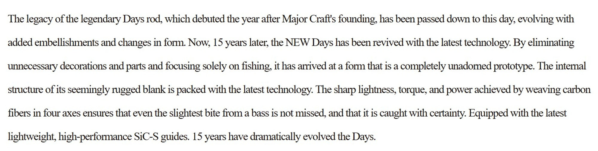 Major Craft Days Series Baitcast Rod DYC 652ML (0297)