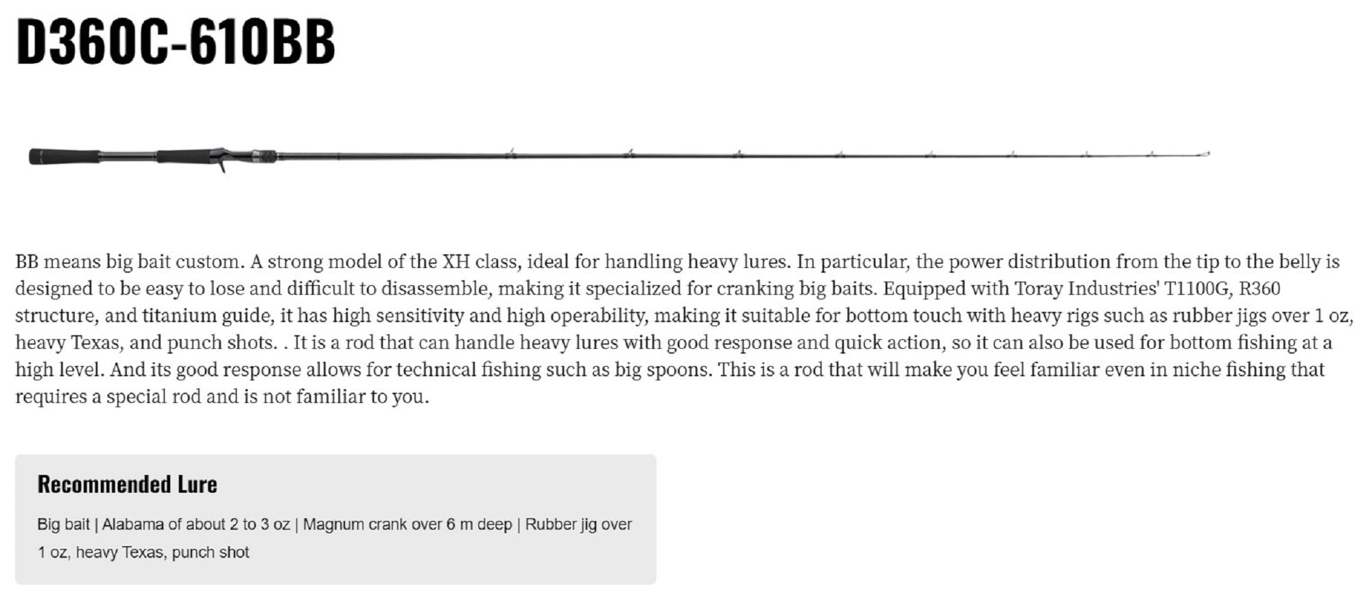 Major Craft Days 360C Baitcast Rod D360C-610BB (0594)