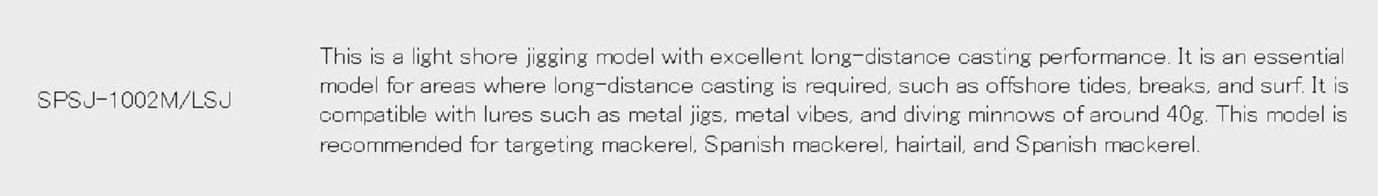 Major Craft Solpara Series Spinning Rod SPSJ 1002M/LSJ (8927)