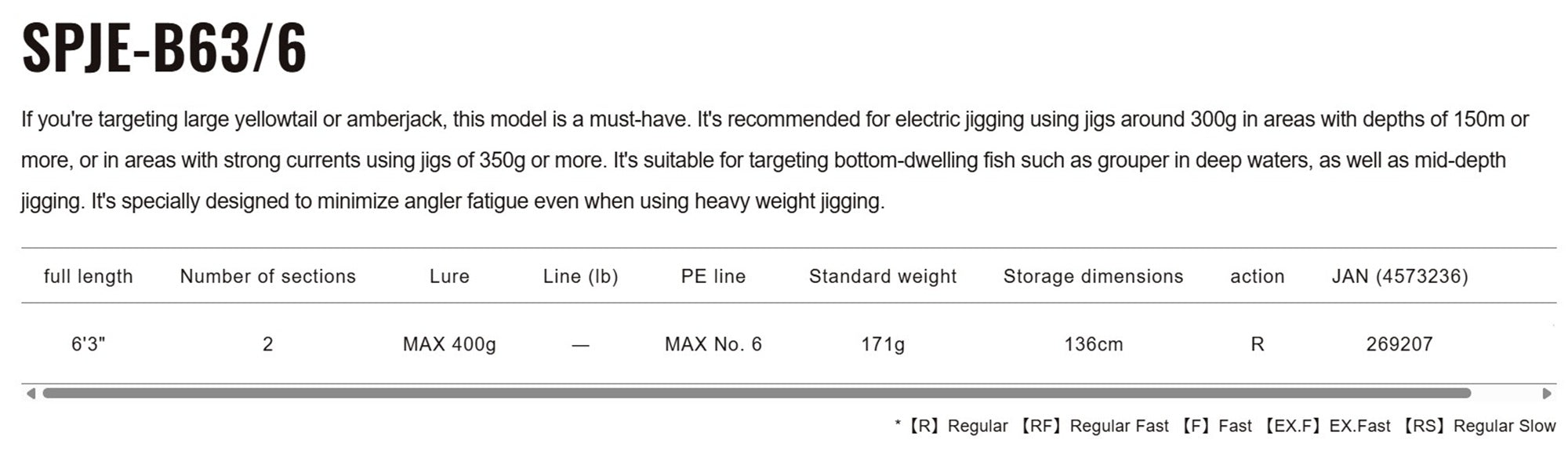 Major Craft Solpara Series Spinning Rod SPJE-B63/6 (9207)
