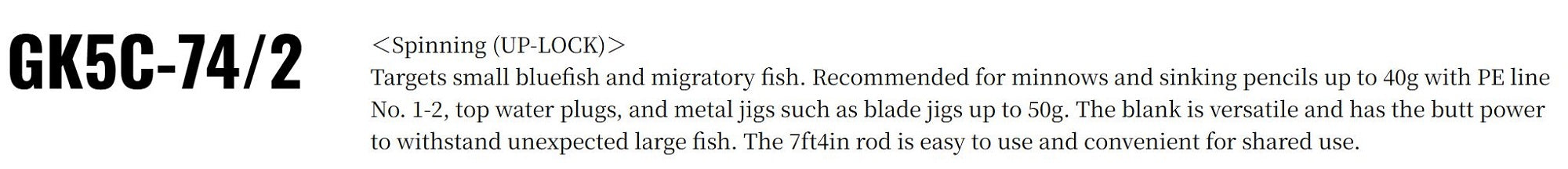 Major Craft 5G Giant Killing Series Spinning Rod GK5C 74/2 (3297)