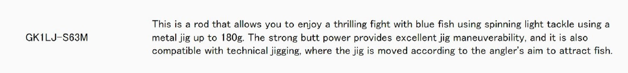 Major Craft 1G Giant Killing Series Spinning Rod GK1LJ-S63M (6755)