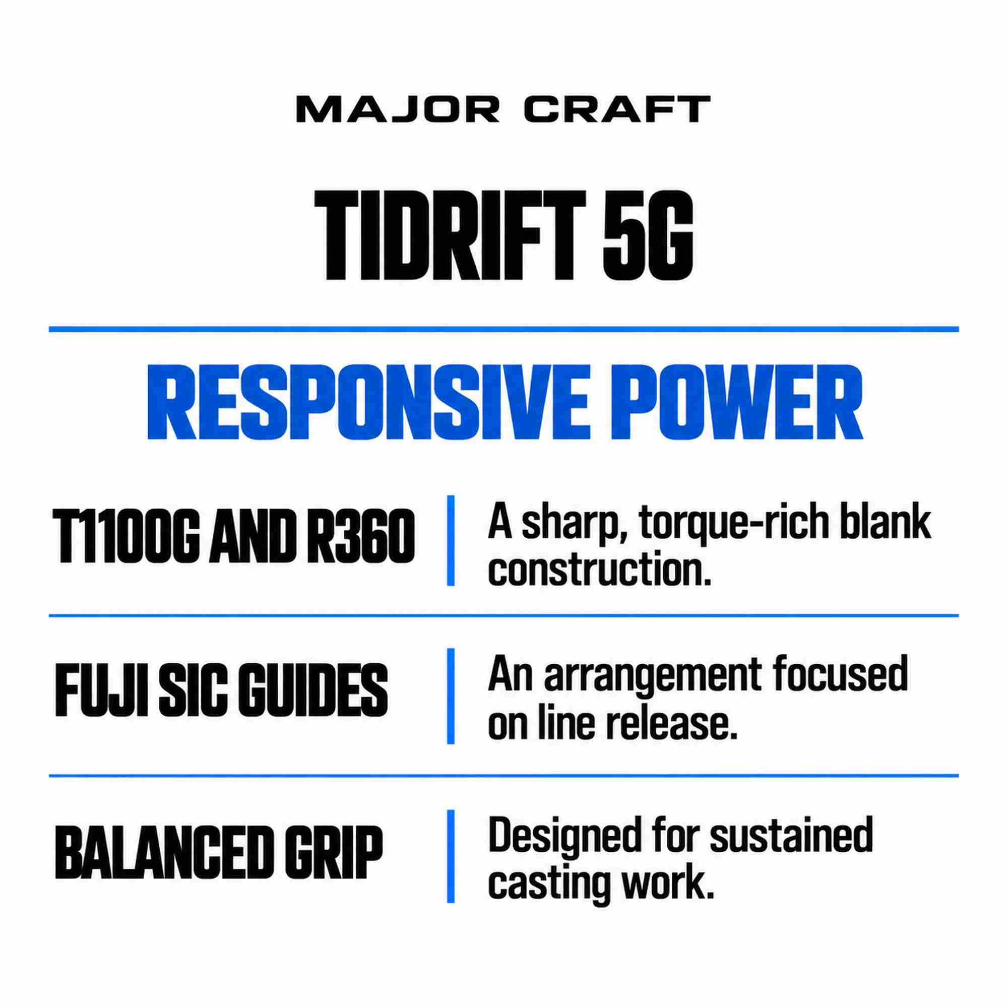Major Craft 5G Tidrift Series Spinning Rod TD5-932MH+ (7318)