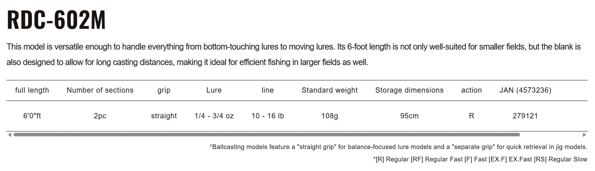 Major Craft RE Days Series Baitcast Rod RDC-602M (9121)