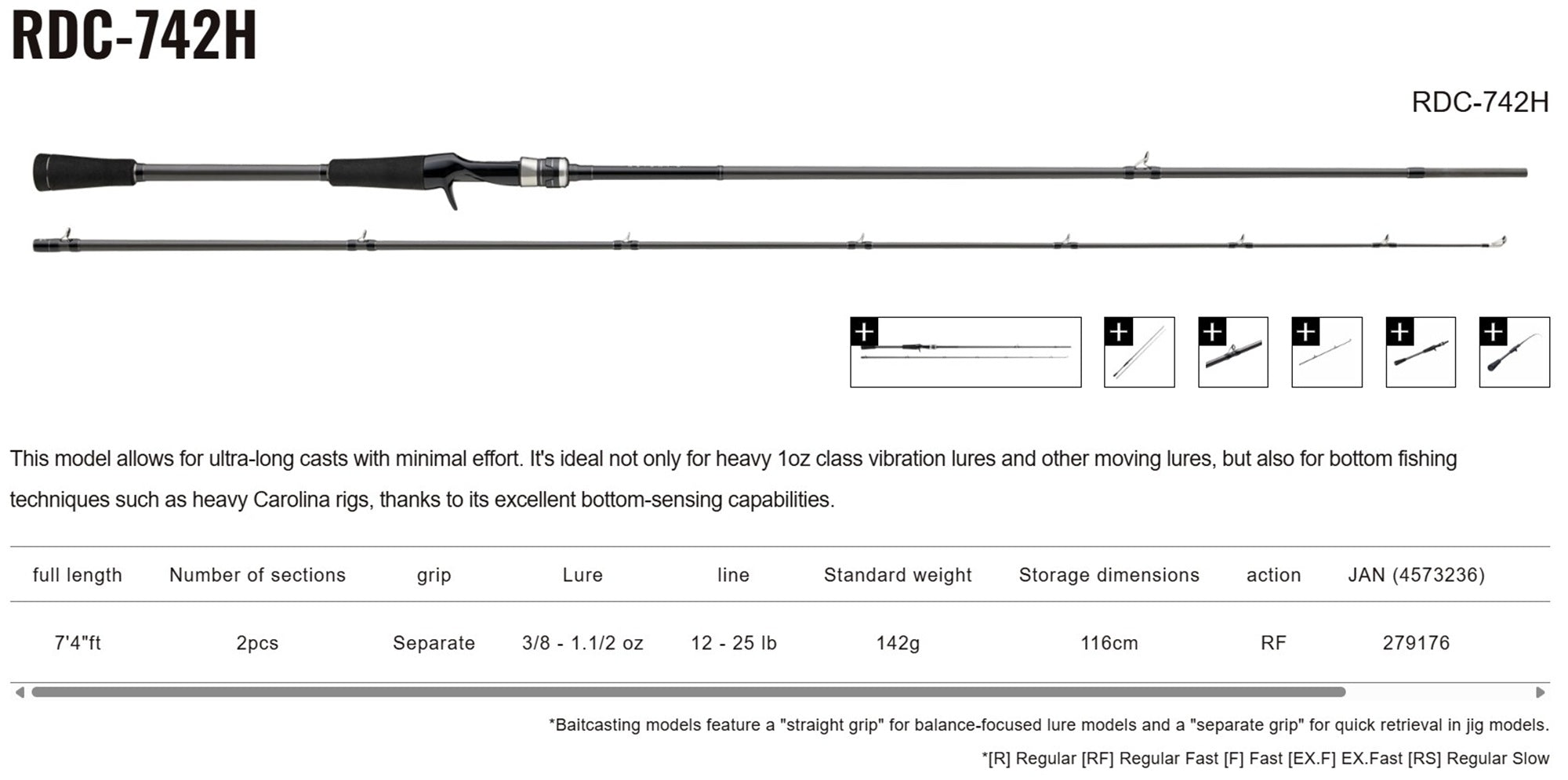 Major Craft RE Days Series Baitcast Rod RDC-742H (9176)