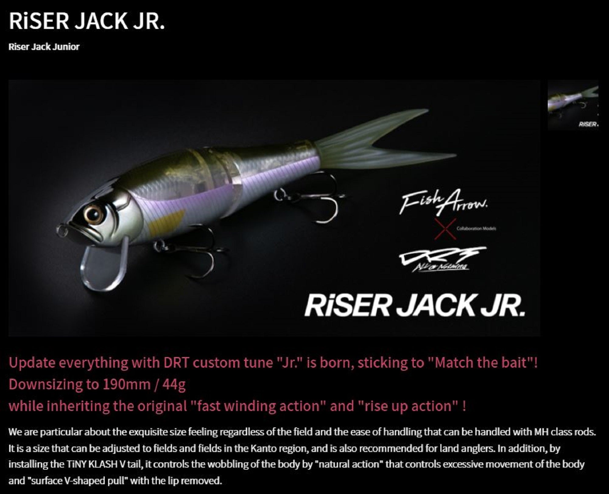 Fish Arrow DRT Monster Riser Jack JR 190mm 44grams Floating Lure 02 (5993)