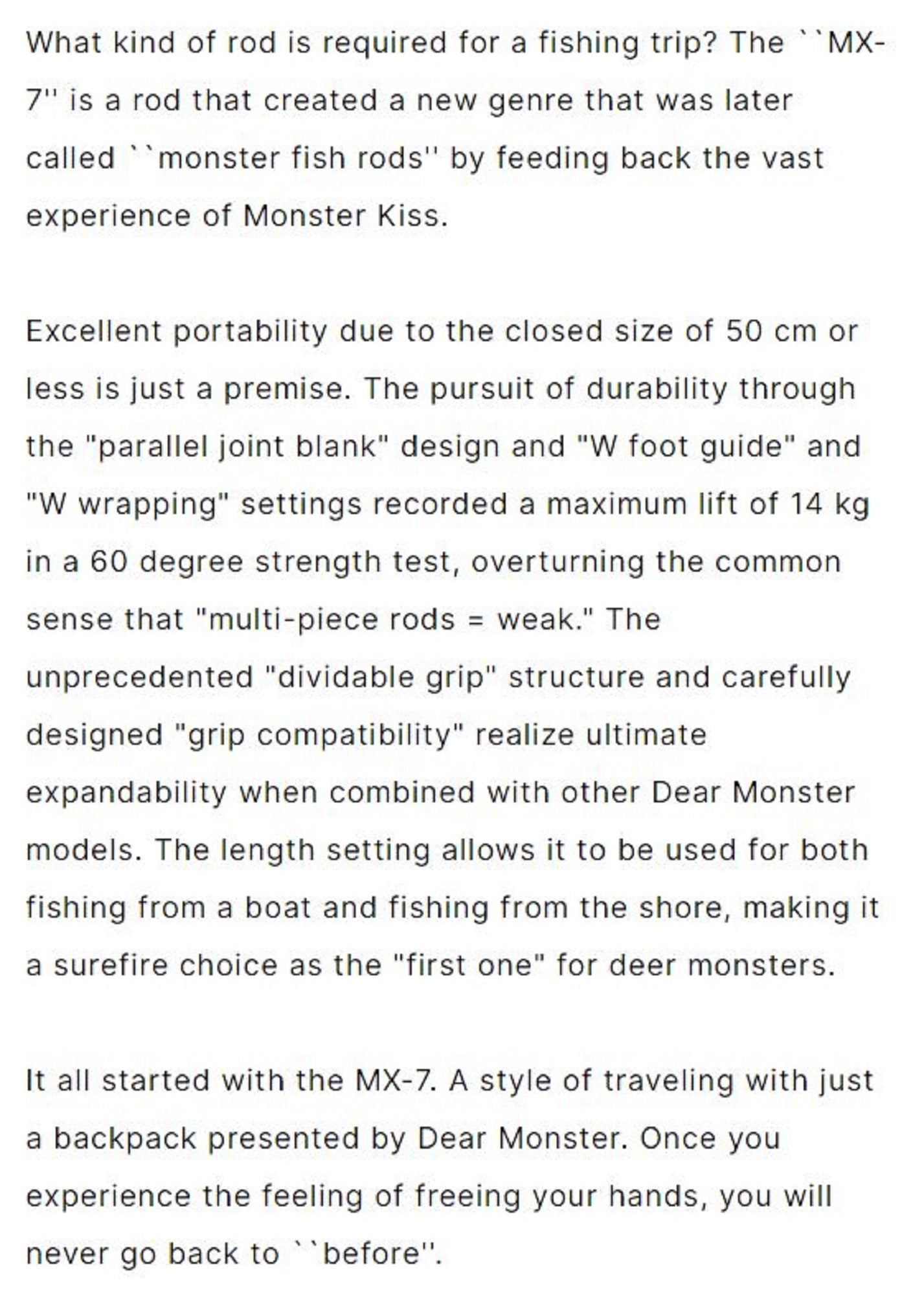 Monster Kiss Rod Baitcast Dear Monster MX-7 6 Piece Travel Rod (0024)