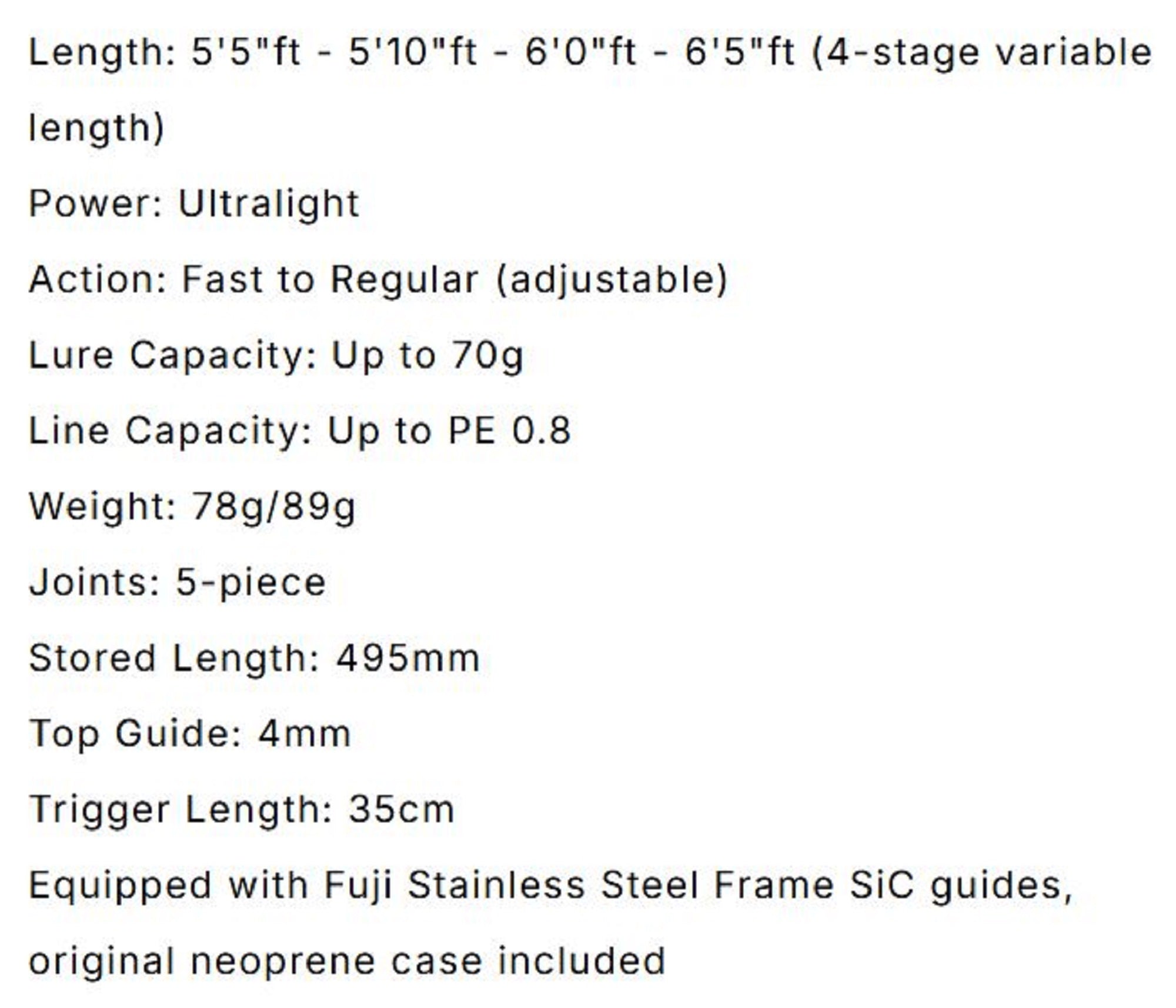 Monster Kiss Rod Baitcast Shinkirow Uplight 55/65ULV 5 Piece Travel (2356)