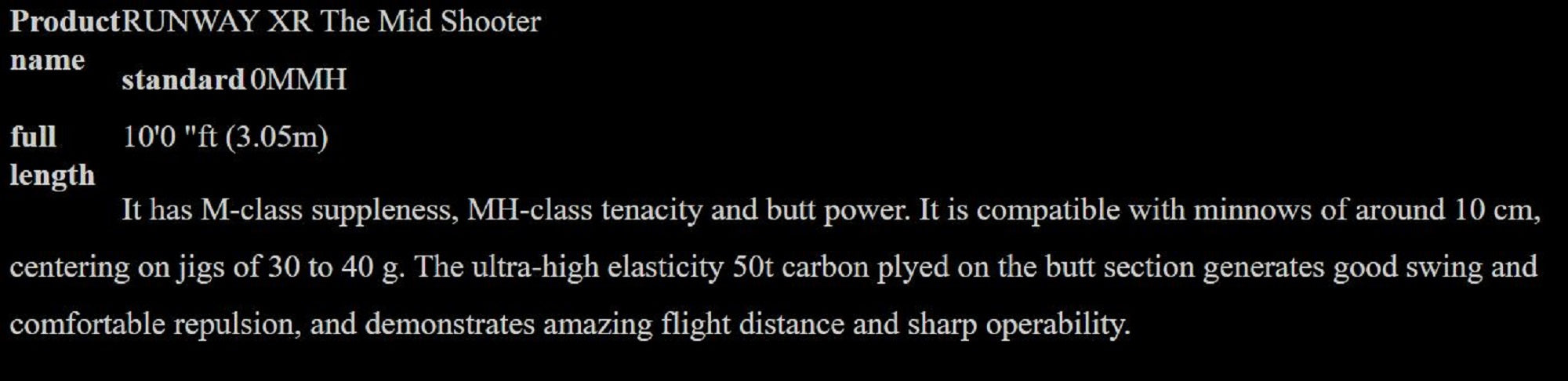 Xesta Rod Spinning Runway XR 10MMH The Mid Shooter (5649)