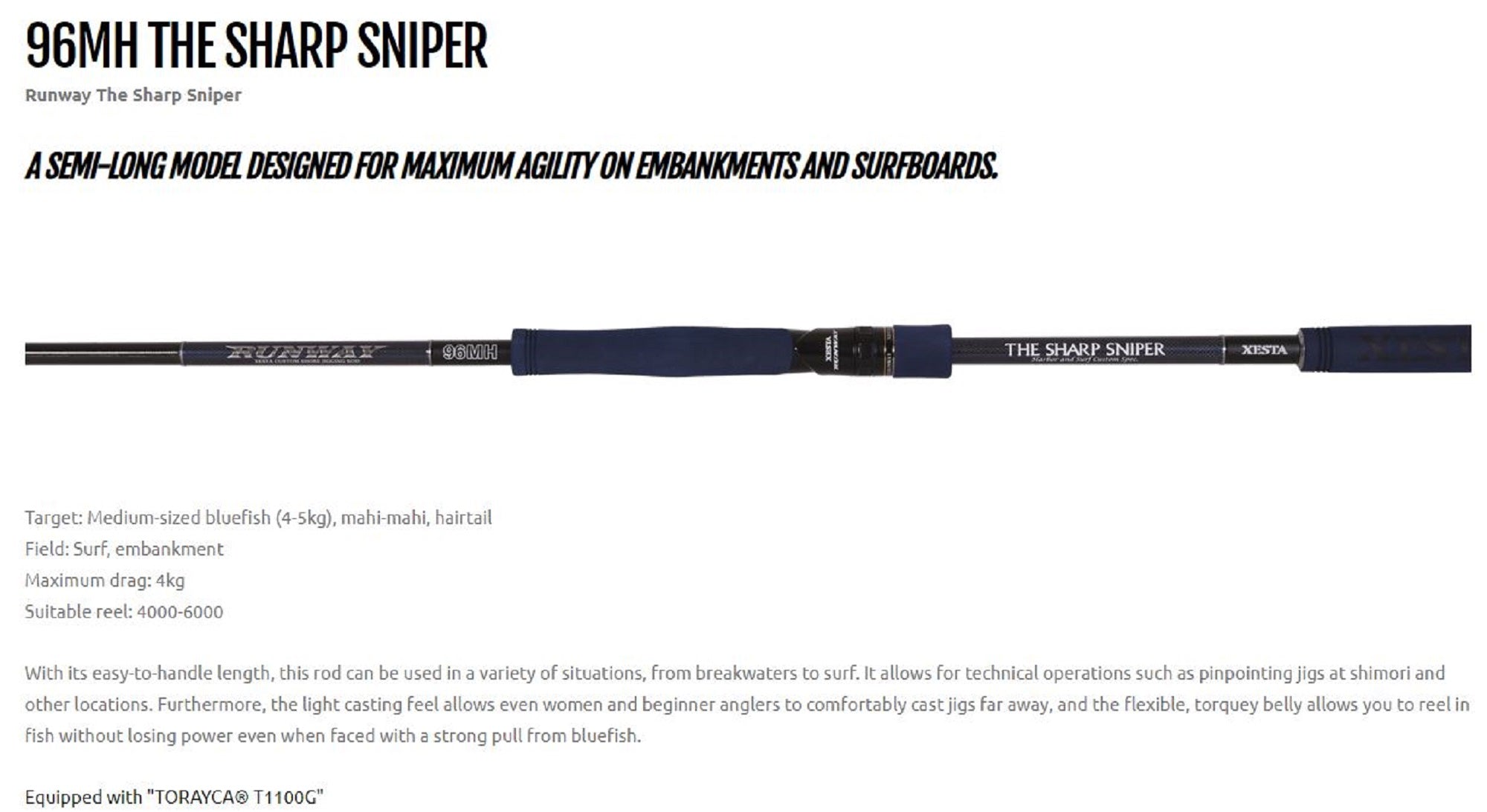 Xesta Rod Spinning Runway 96MH Sharp Sniper (8720)