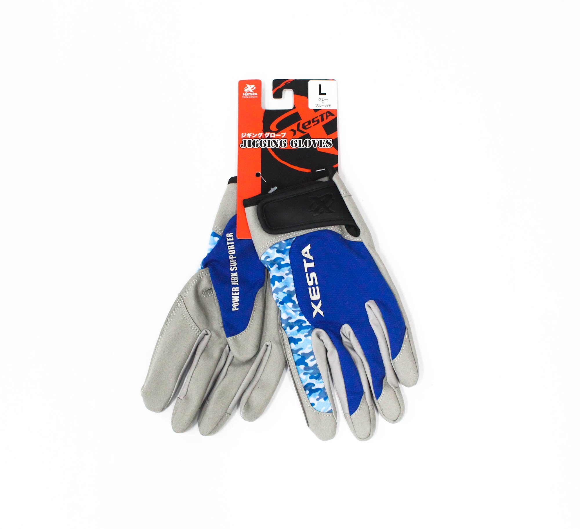 Xesta Jigging Gloves Size L Gray Blue Camo (1911)