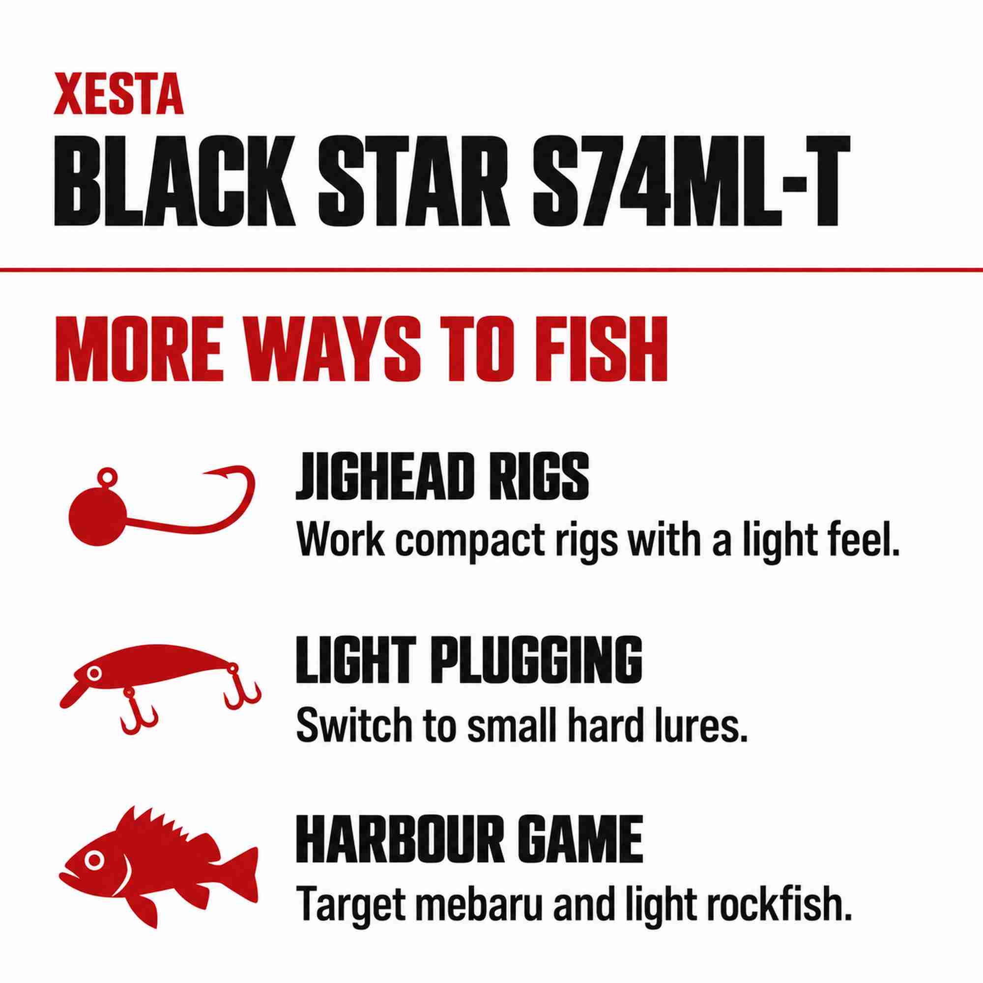 Xesta Rod Spinning Black Star S74 ML-T Multi Swap (4332)