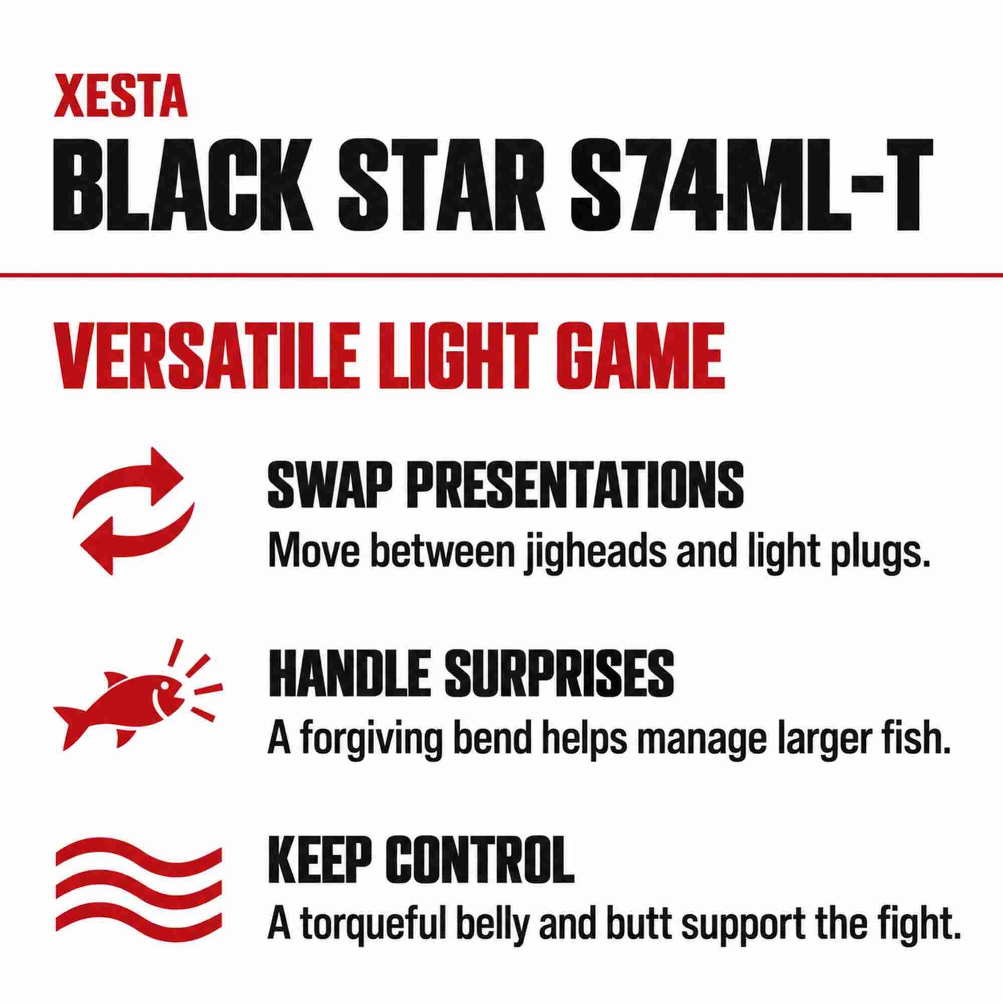 Xesta Rod Spinning Black Star S74 ML-T Multi Swap (4332)