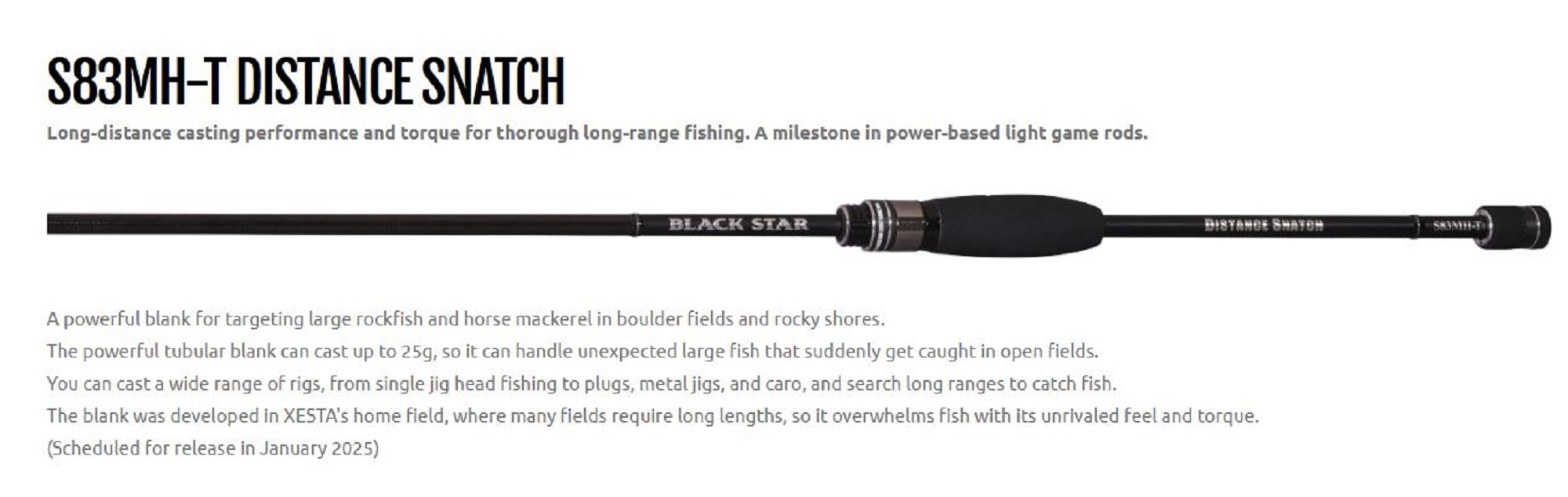 Xesta Rod Spinning Black Star S83MH-T Distance Snatch (4349)