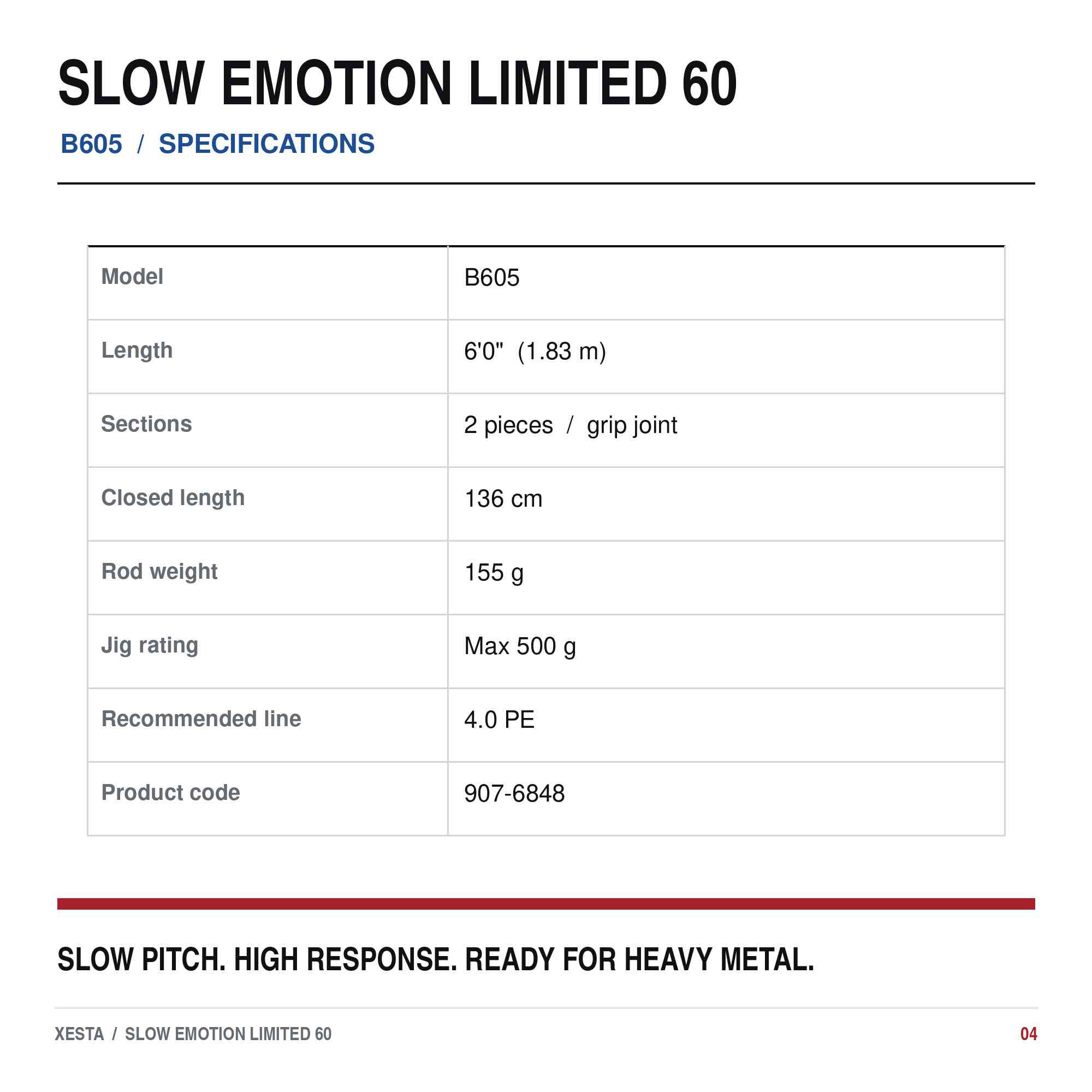 Xesta Rod Baitcast Slow Emotion Limited 60 B605 (6848)