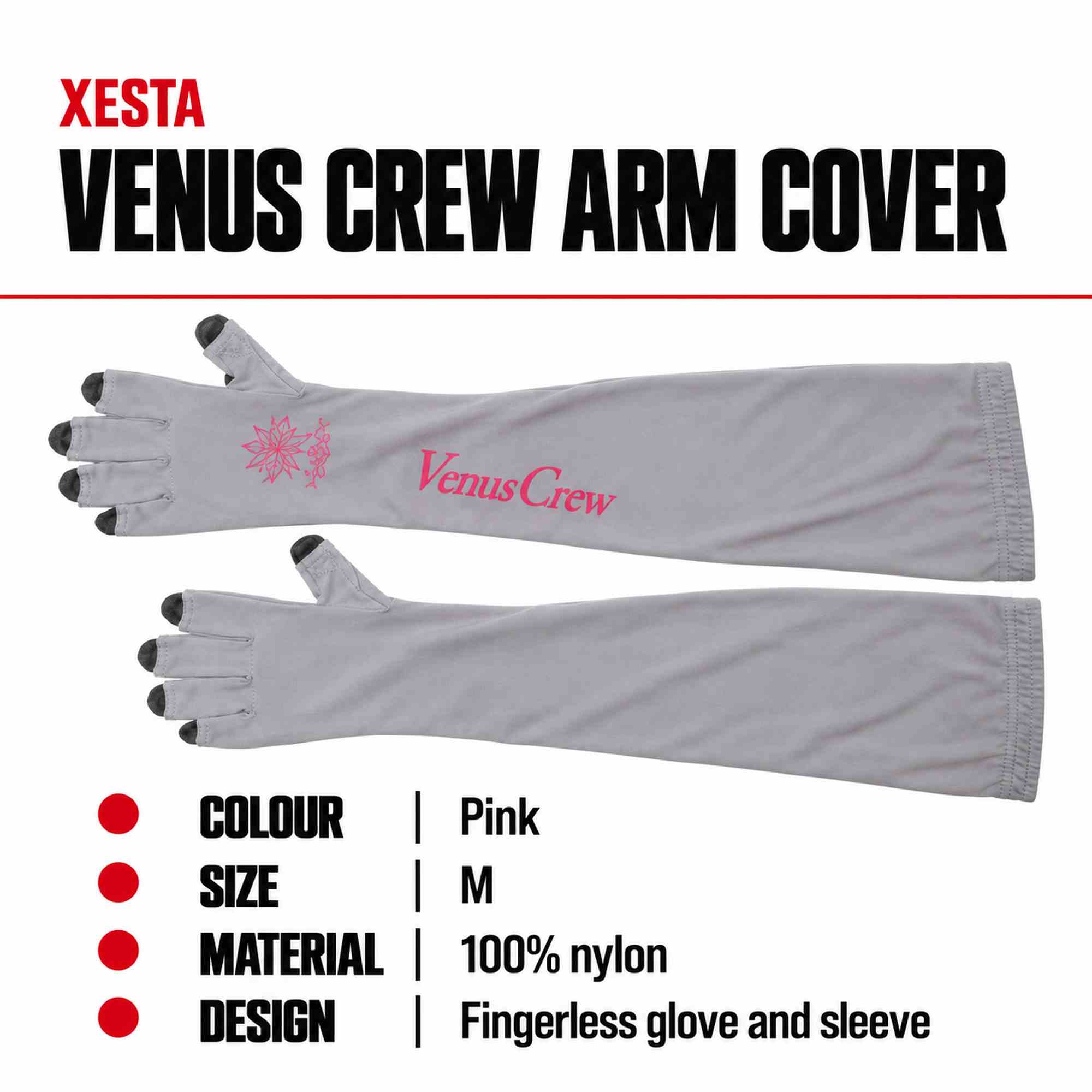 Xesta Arm Cover Venus Crew Size M Pink (1059)