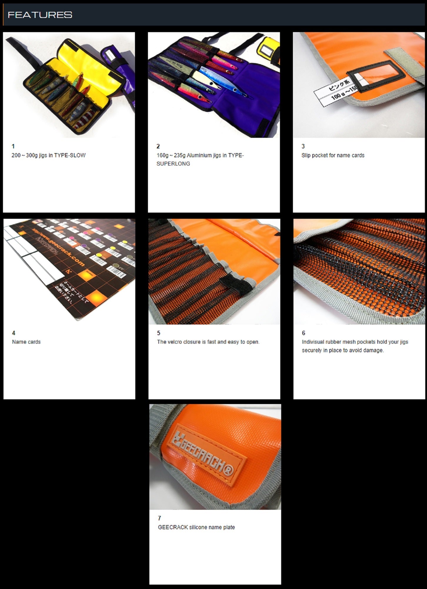 Gee Crack Jig Roll Bag Type A 12 Pockets Max Length 20 cm Yellow (4581)