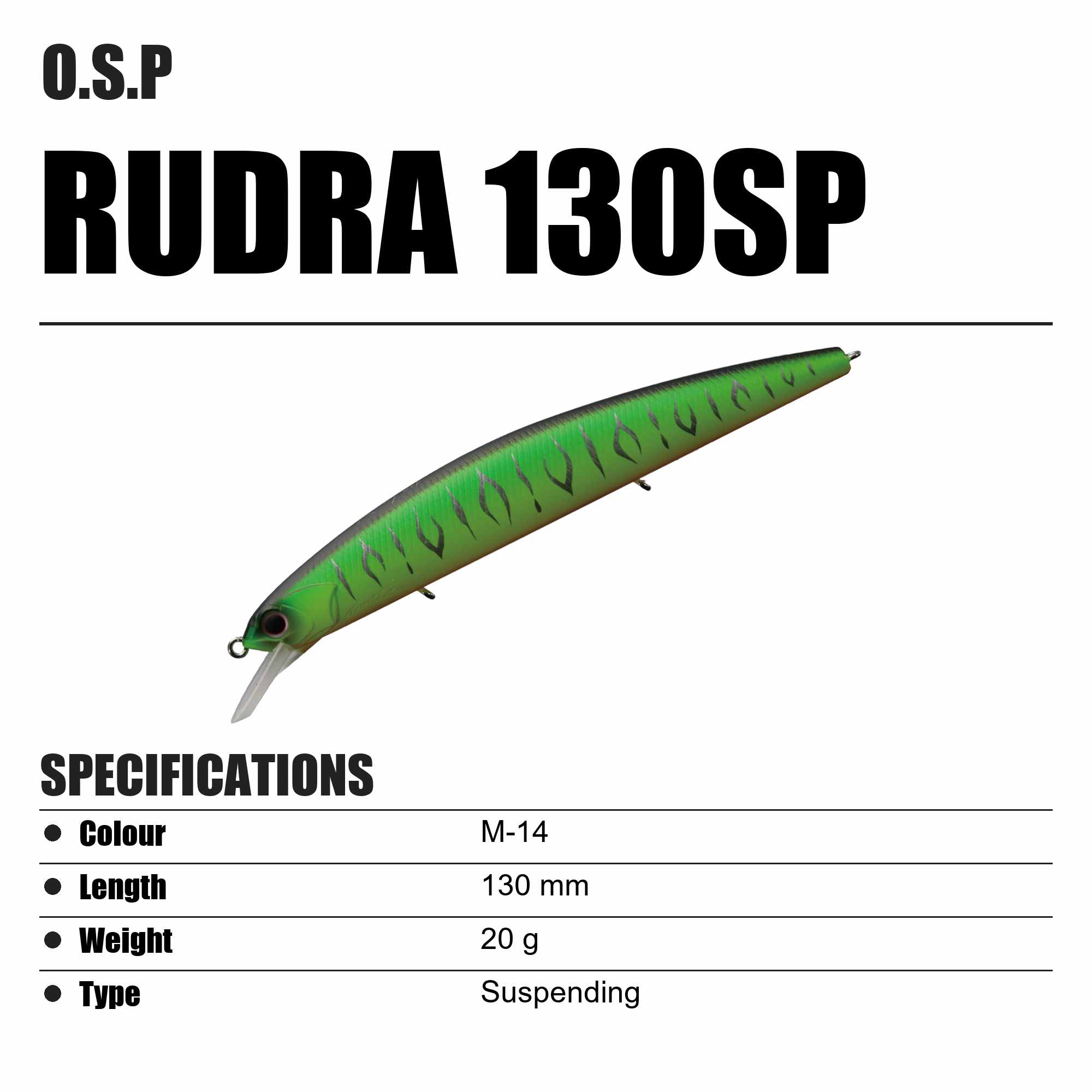 OSP Rudra 130 SP Suspend Lure M-14 (4130)
