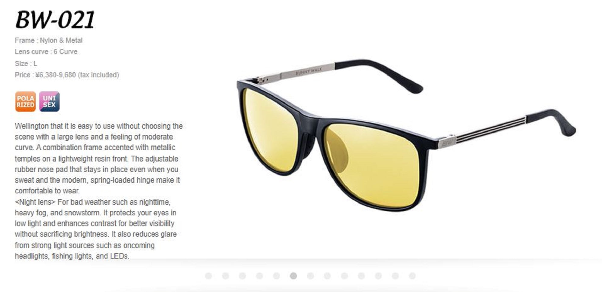 Bunny Walk BW-0214Y Sunglasses Polarised Black Yellow (1300)