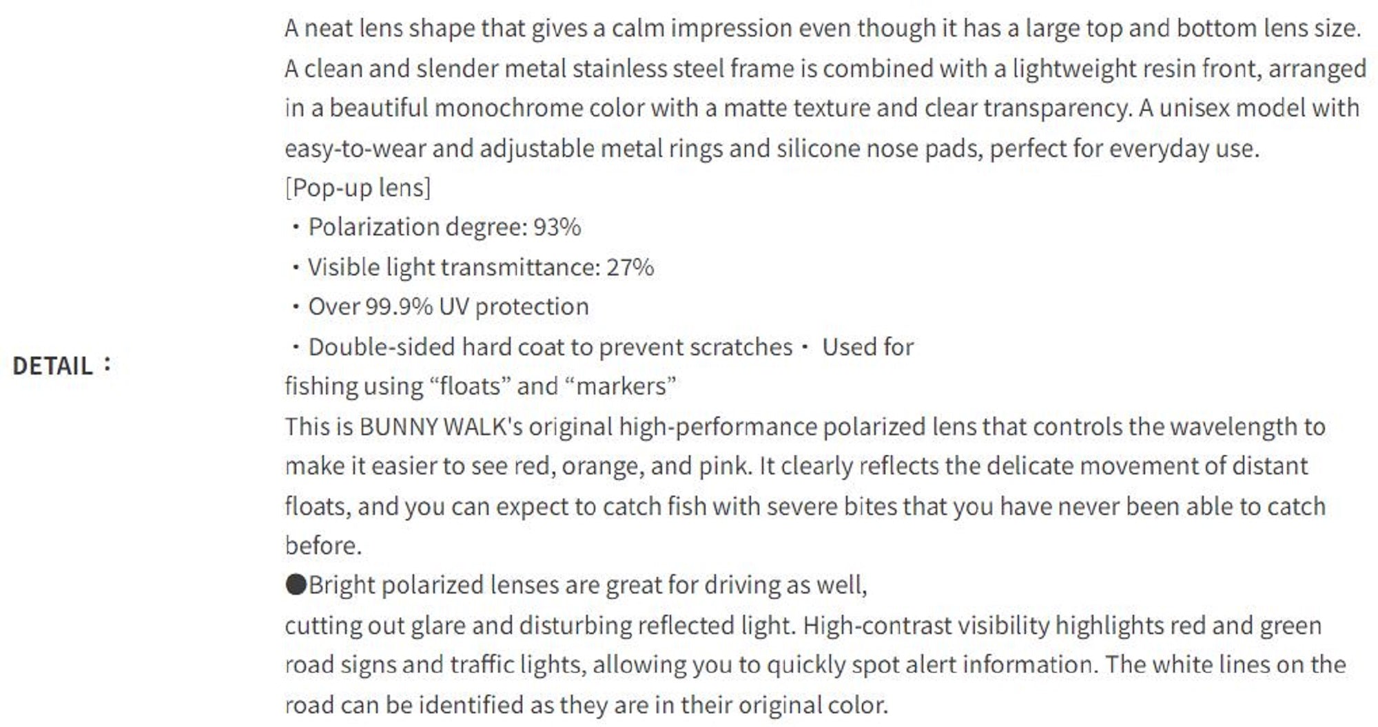 Bunny Walk BW-0270C Sunglasses Polarised Matte Black High Contrast (1836)