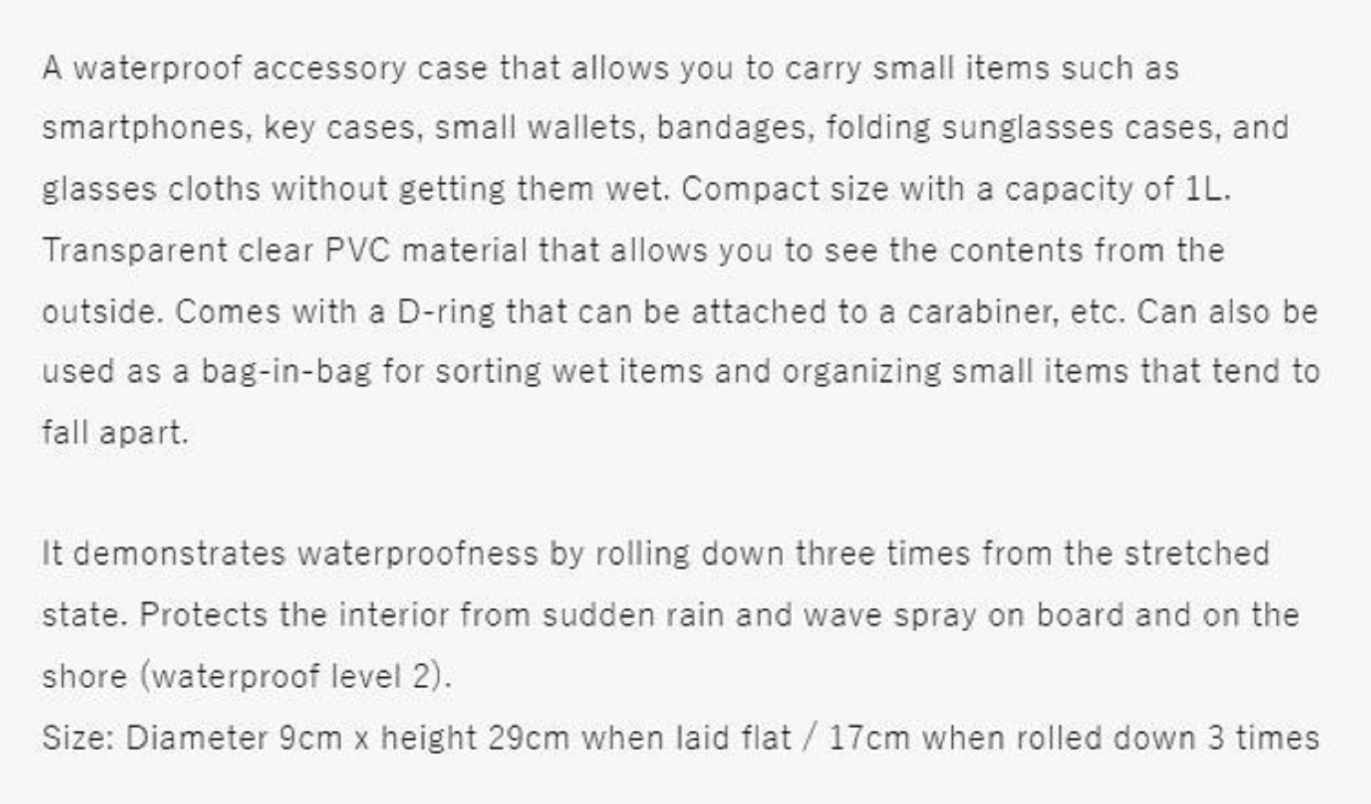 Zeque AS-044 Nude Tube Waterproof Bag 1 Litre 9 x 29 cm (5391)