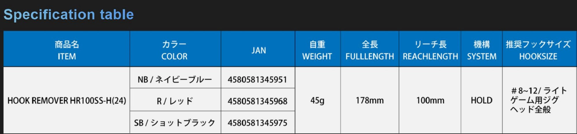 Studio Ocean Mark Hook Remover HR100SS-H-SB(24) (5975)