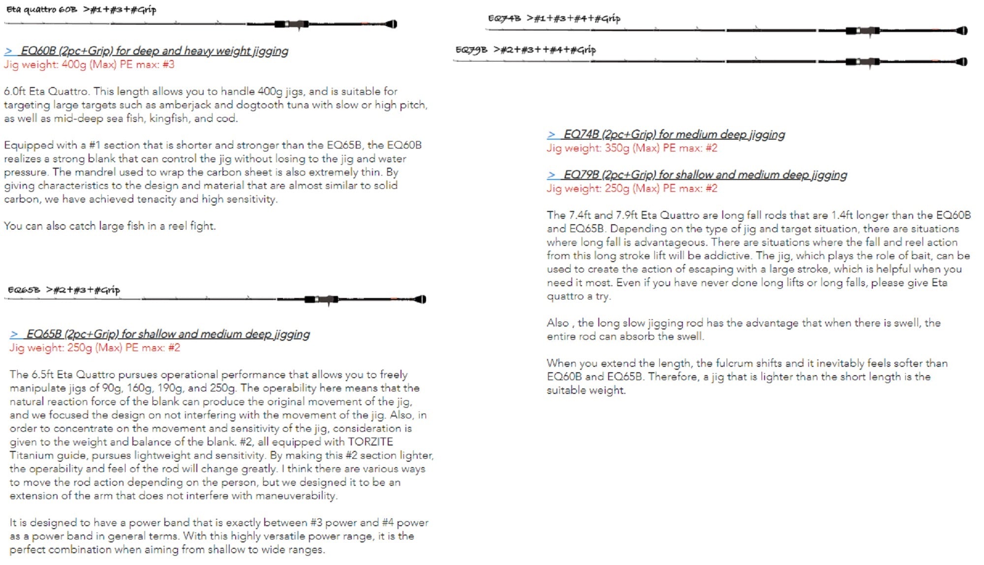 Transcendence Rod Baitcast Eta Quattro 60/65/74/79B (0372)
