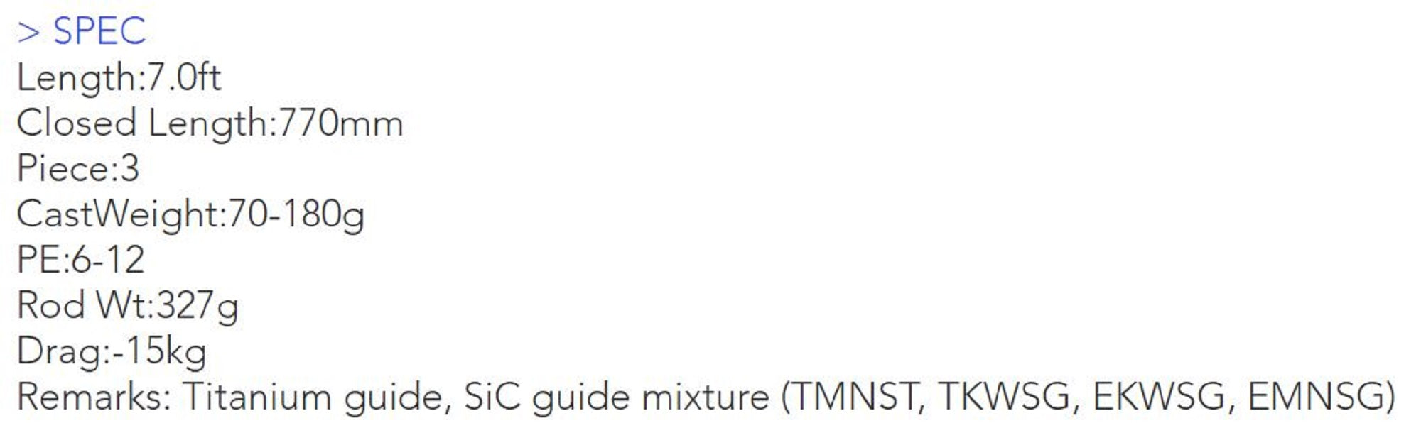 Transcendence Rod Spinning Monsterfin 70S (0389)