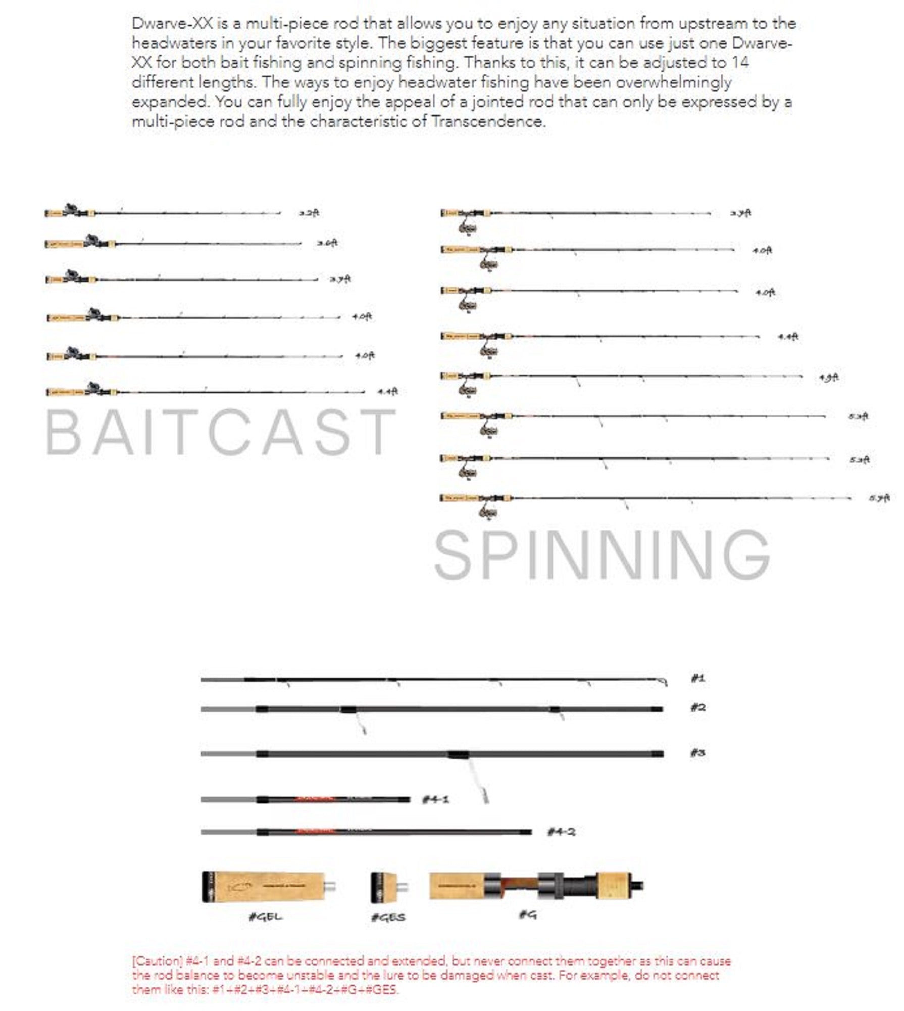 Transcendence Rod Spinning and Baitcast Dwarve-XX 3.2-5.7 ft (0853)