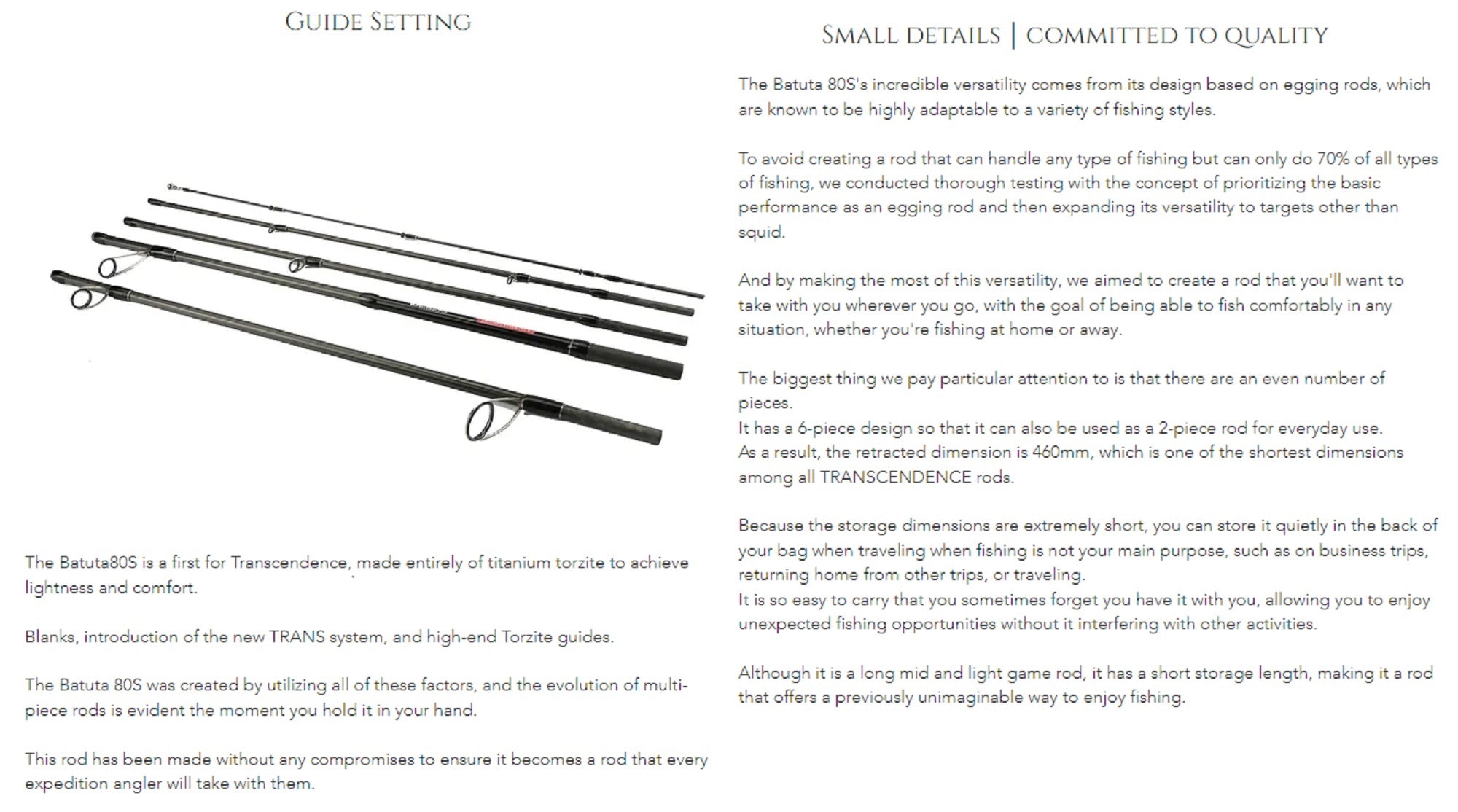 Transcendence Rod Spinning Batuta 80S Eging Light Game 6.7-8 ft (0884)