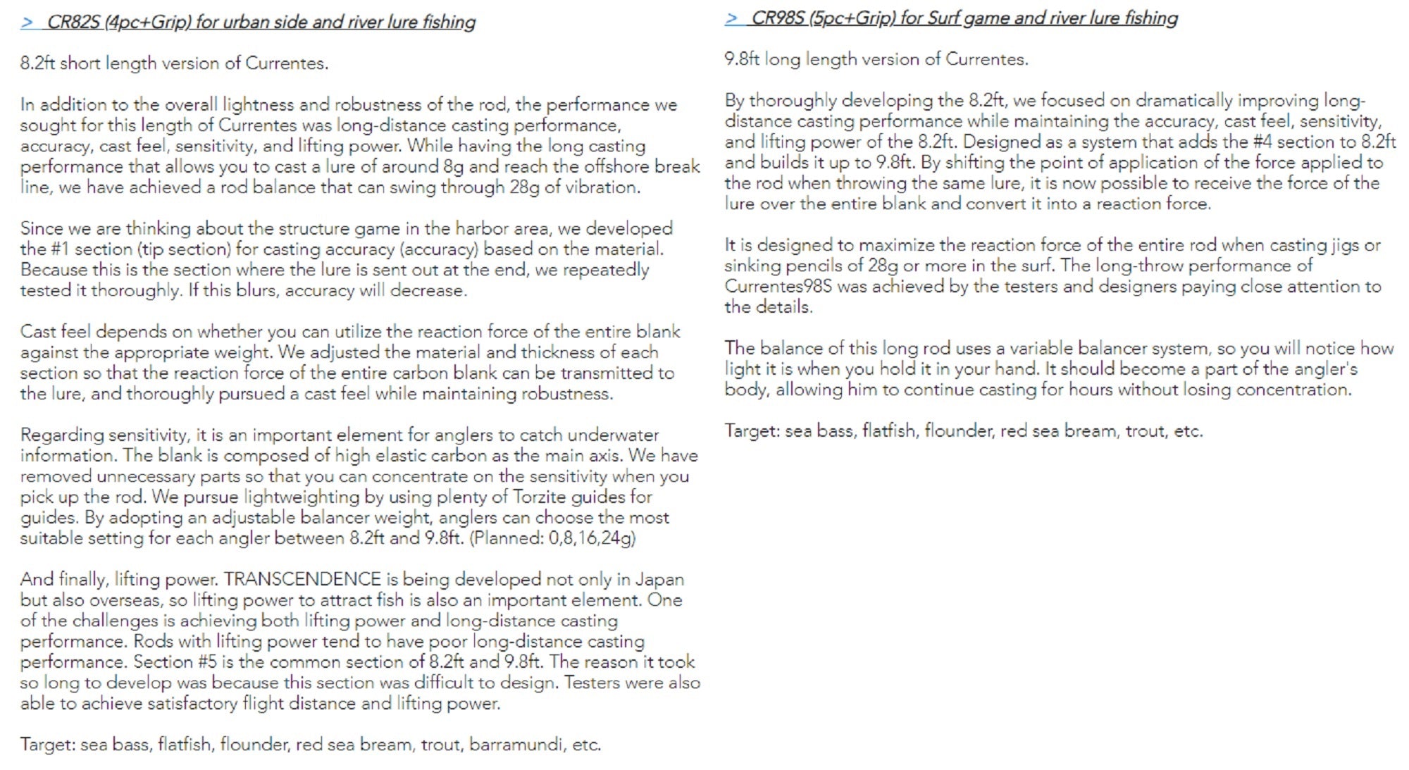 Transcendence Rod Spinning Currentes 82/98S+ (1034)