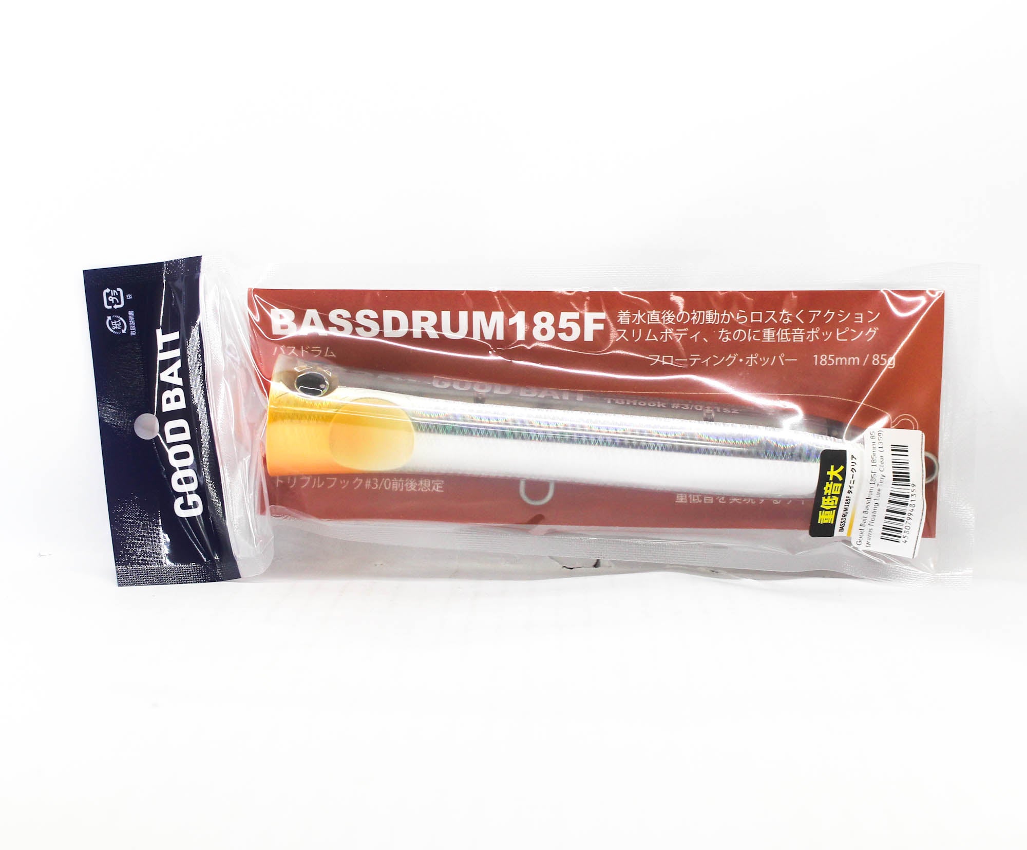 Good Bait Bassdrum 185F 185mm 85 grams Floating Lure Tiny Clear (1359)