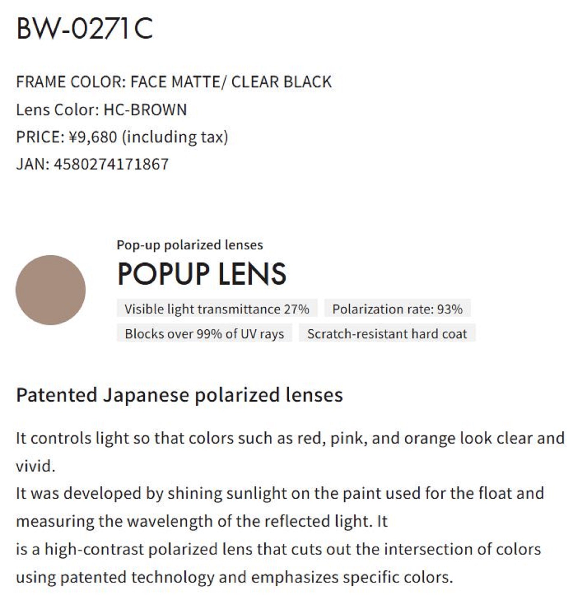 Bunny Walk BW-0271C Sunglasses Polarised Matte Black/HC Brown (1861)