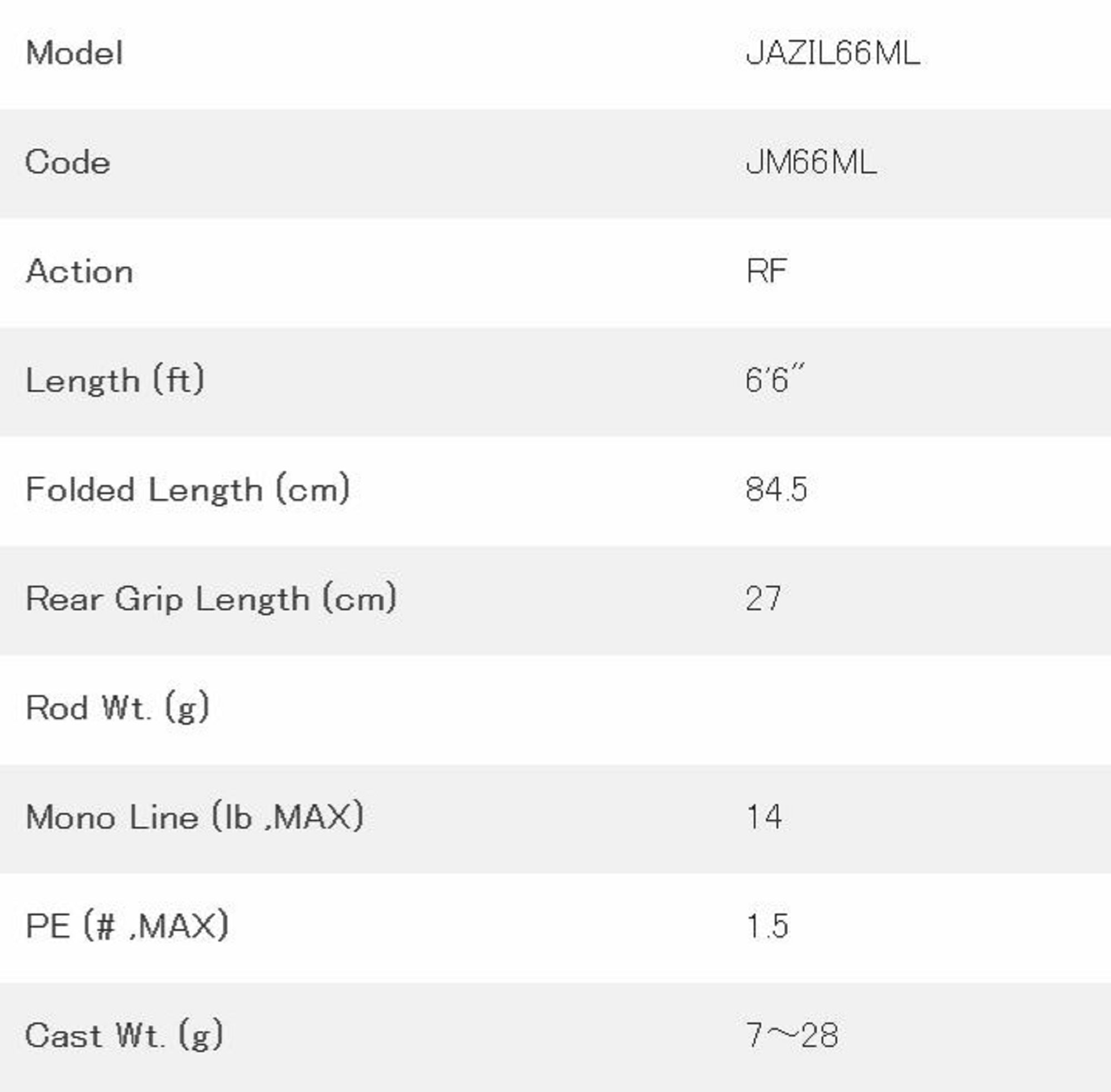 Tulala Rod Baitcast Flightex Jazil 66ML 4 piece Travel (1869)