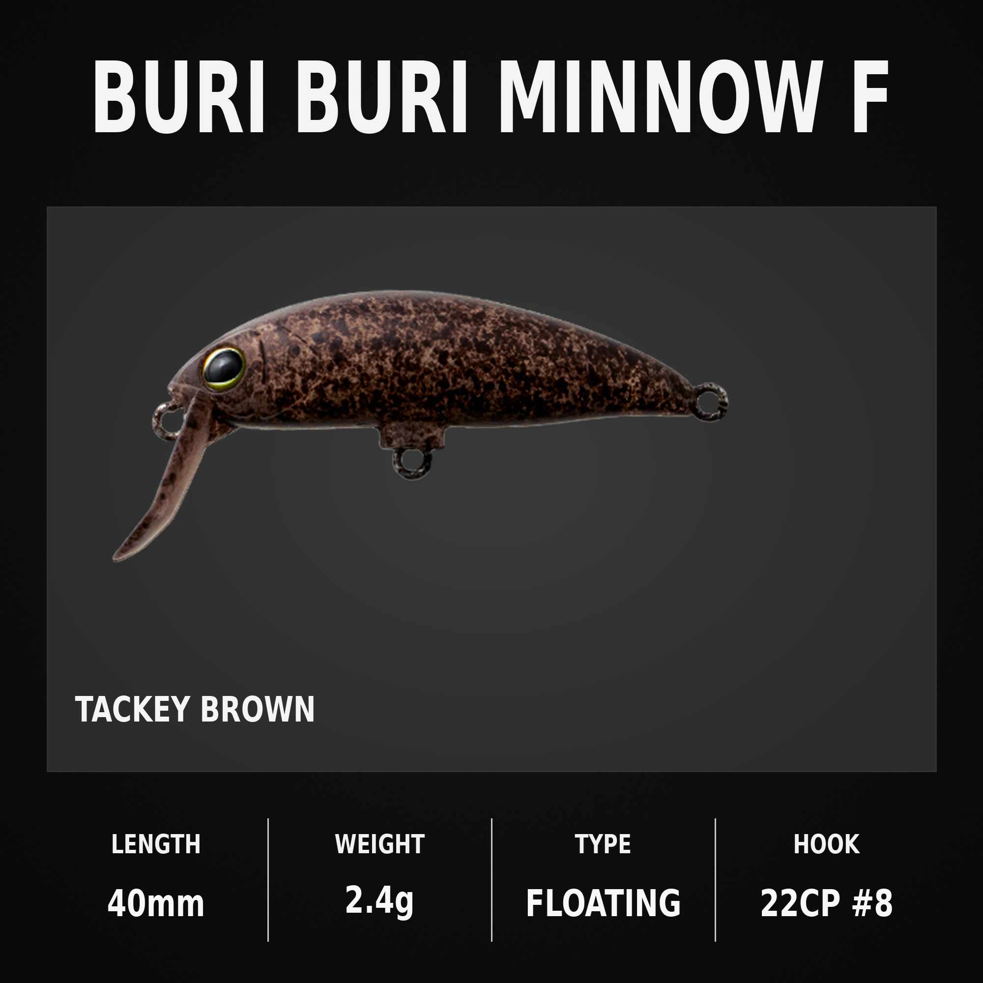 Jackall Timon Buri Buri Minnow F 40 mm Floating Lure Tackey Brown (6593)