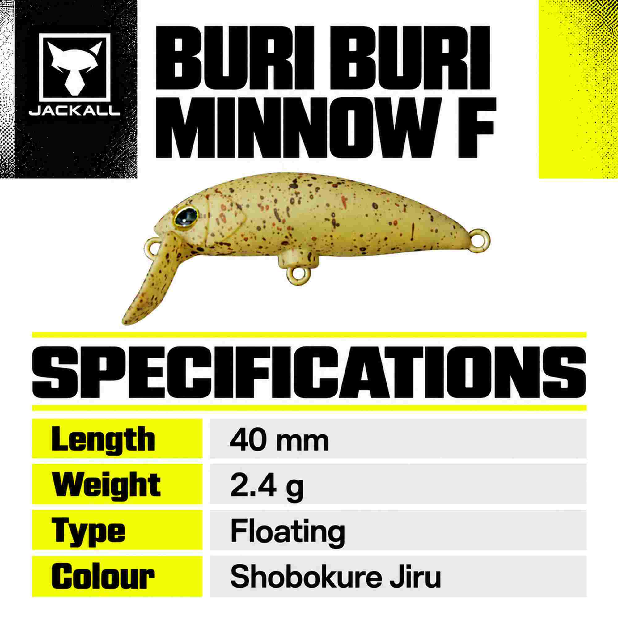 Jackall Timon Buri Buri Minnow F 40 mm Floating Lure Shobokure Jiru (6609)