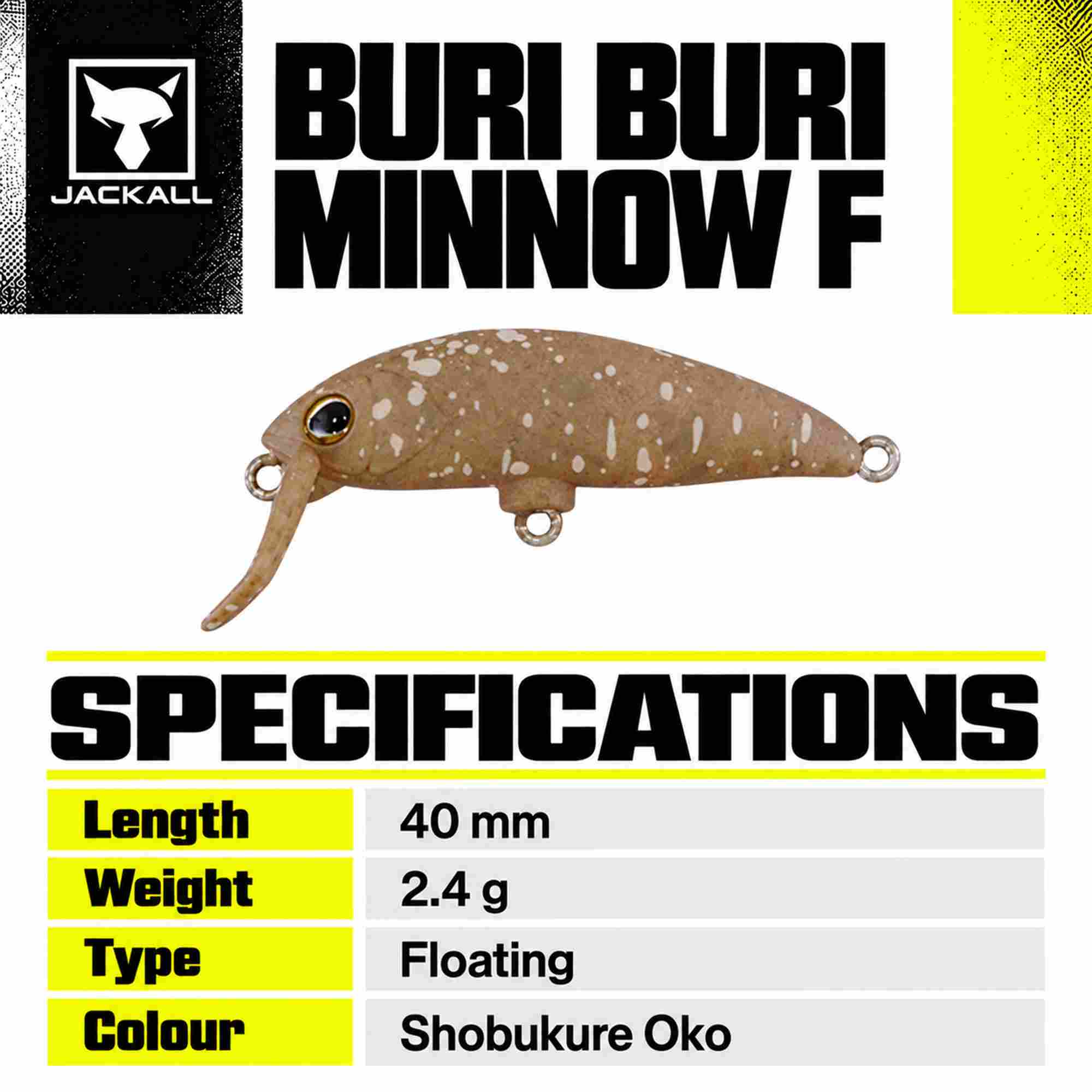 Jackall Timon Buri Buri Minnow F 40 mm Floating Lure Shobukure Oko (9471)