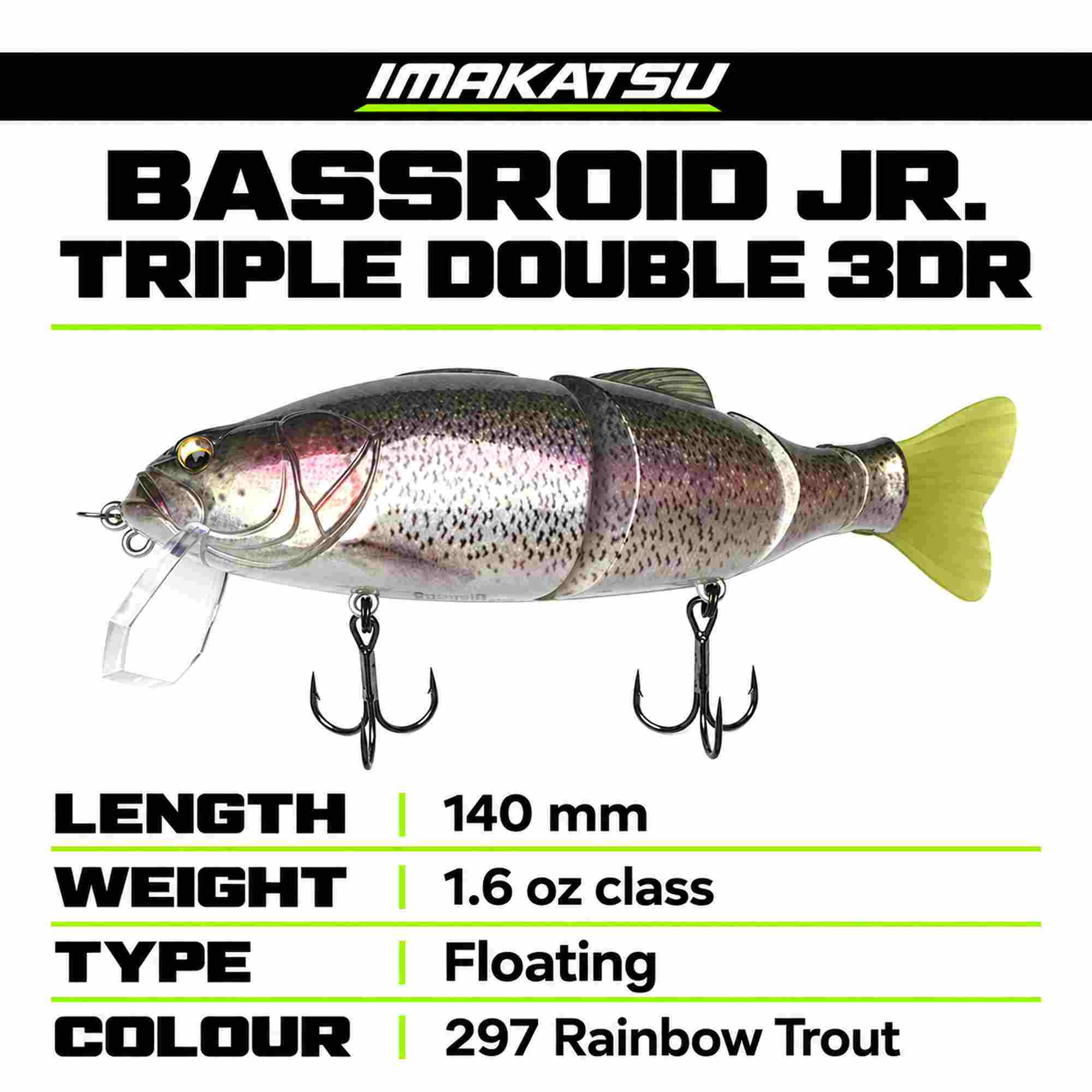 Imakatsu IK Bassroid JR Triple Double 3DR 140 mm Floating Lure 297 (8621)