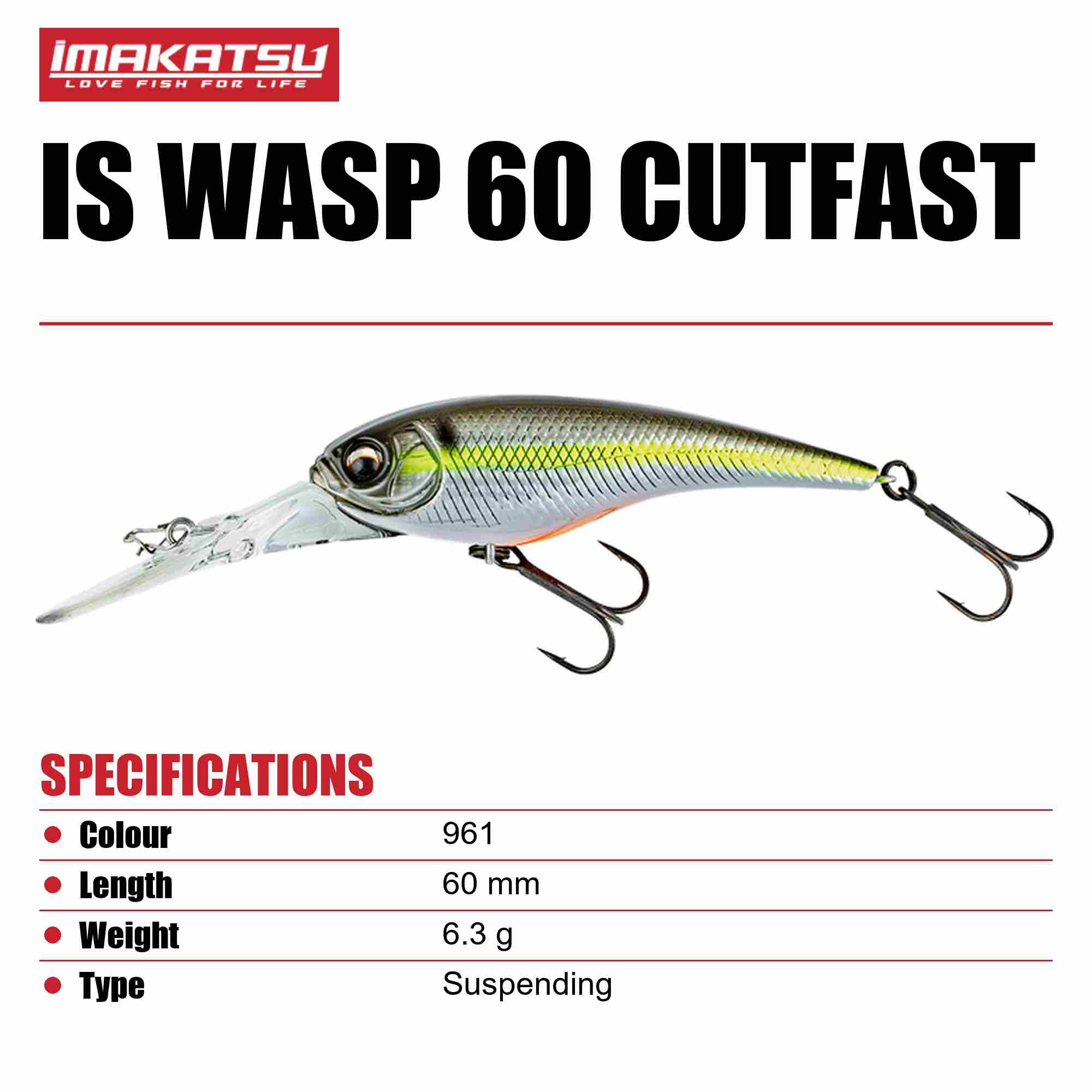 Imakatsu IS Wasp 60 Cutfast Suspend Lure 961 (6472)